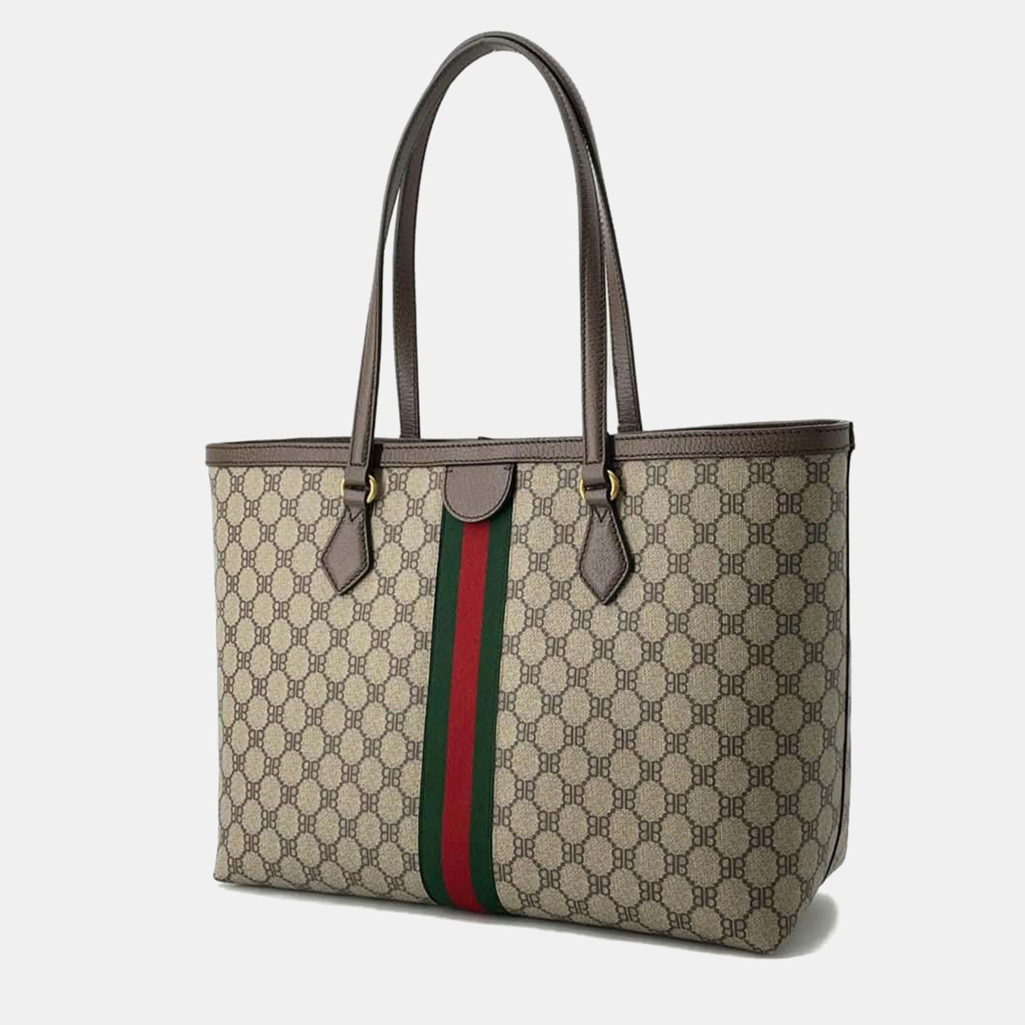 Gucci X Balenciaga Beige/Brown Canvas And Leather The Hacker Project Tote Bag