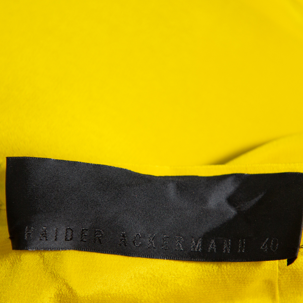 Haider Ackermann Mustard Yellow Silk Flared Maxi Skirt S