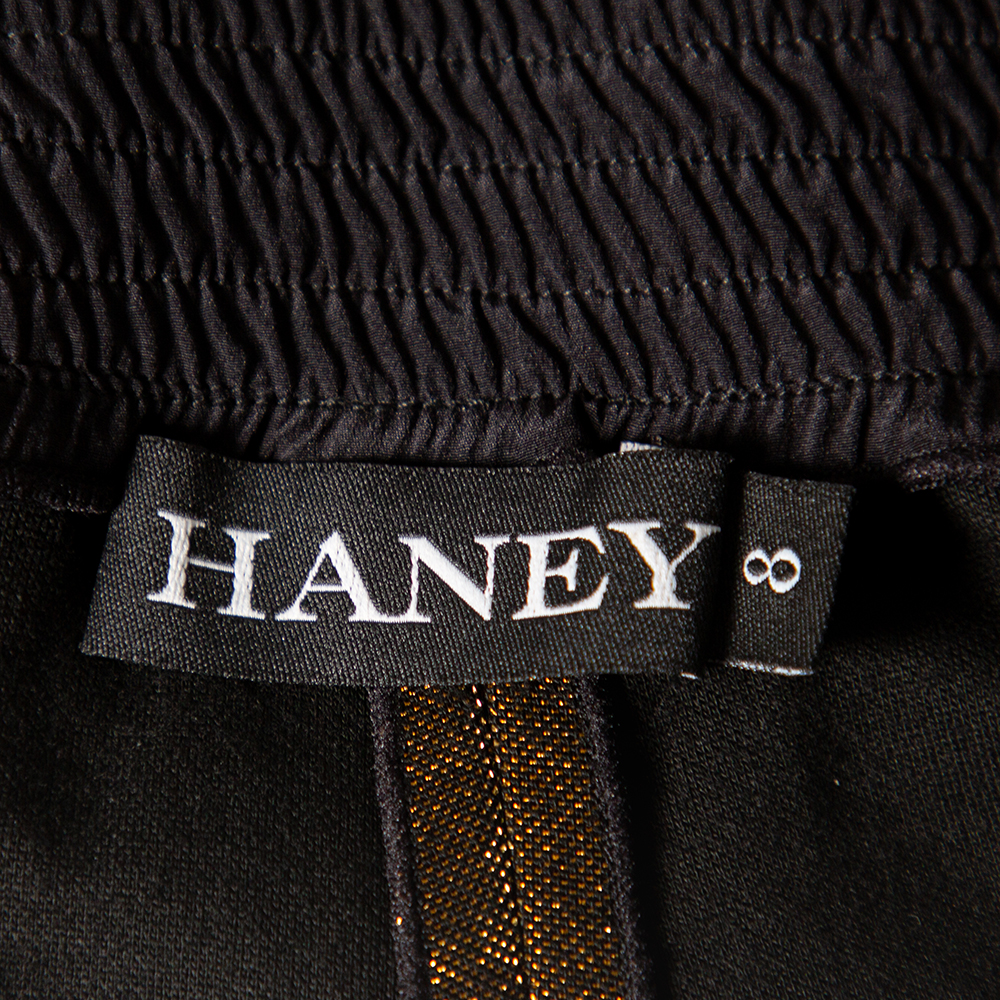 Haney Metallic Lurex Knit Side Slit Detail Harem Joggers M