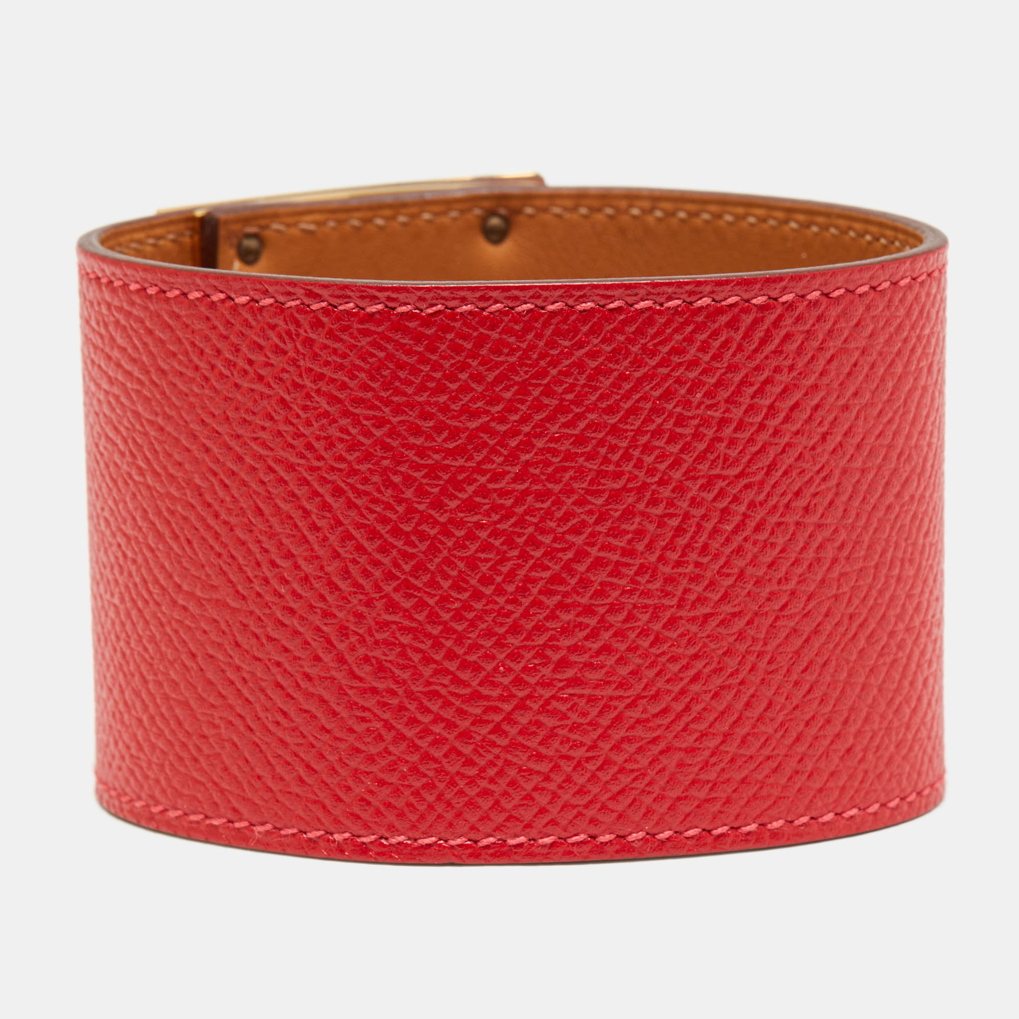 Hermès Kelly Dog Red Leather Gold Plated Bracelet