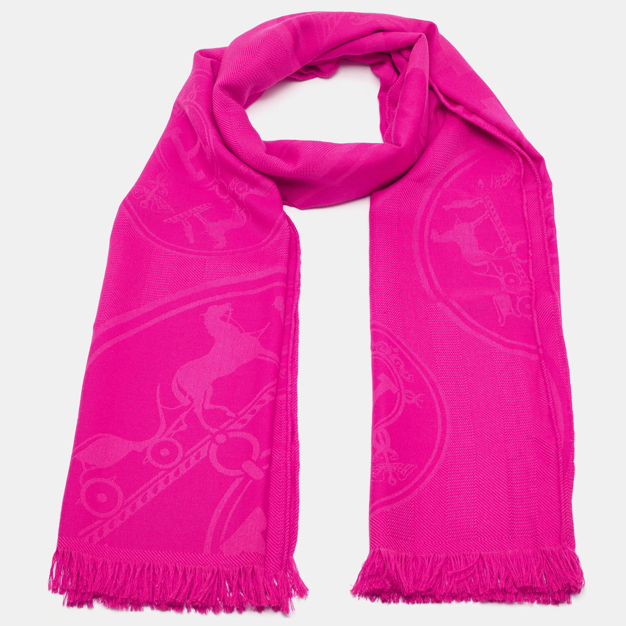 

Hermès Rose Indien Confettis d'Ex-Libris Cashmere Silk Stole, Pink