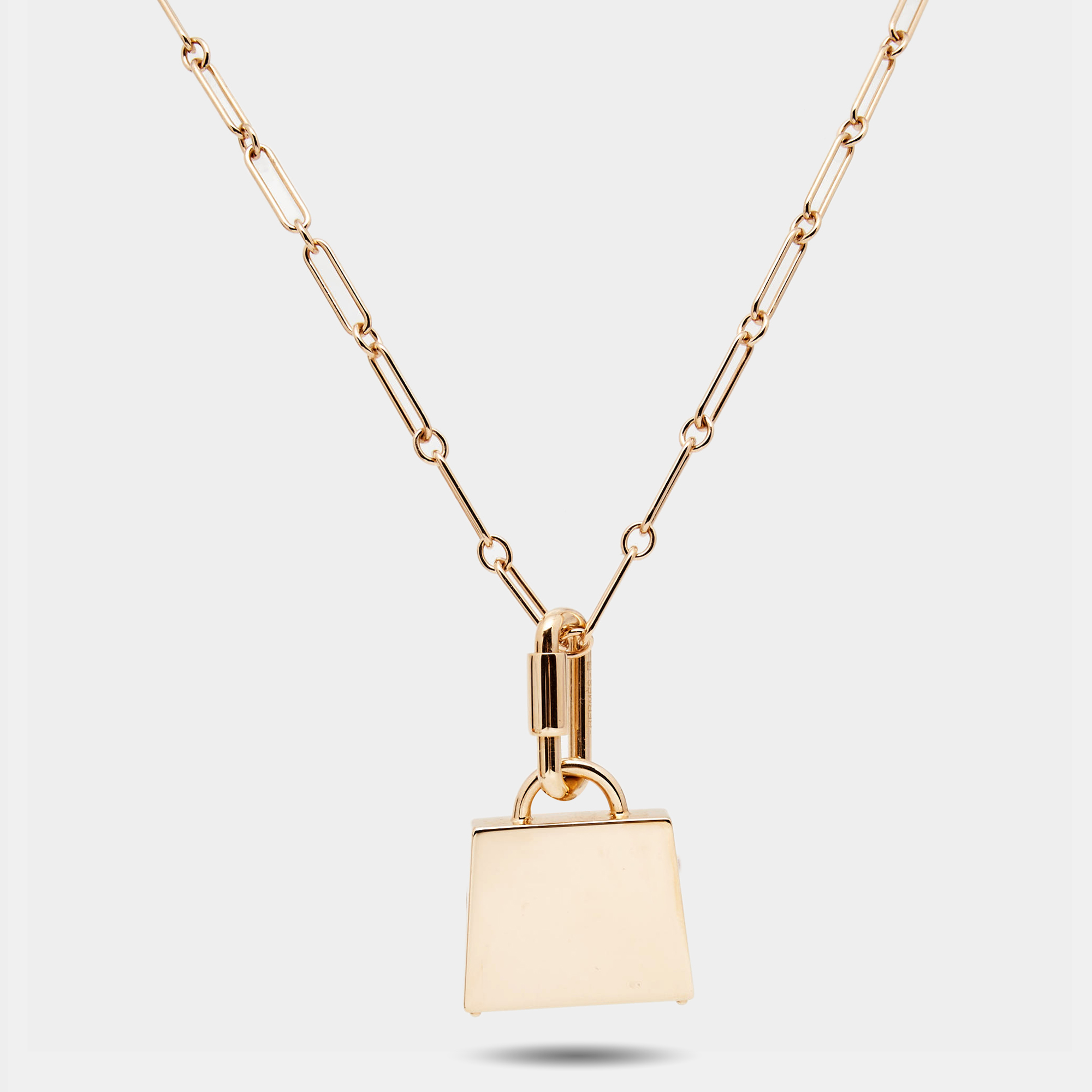 Hermes Kelly Enamel Rose Gold Plated Pendant Necklace