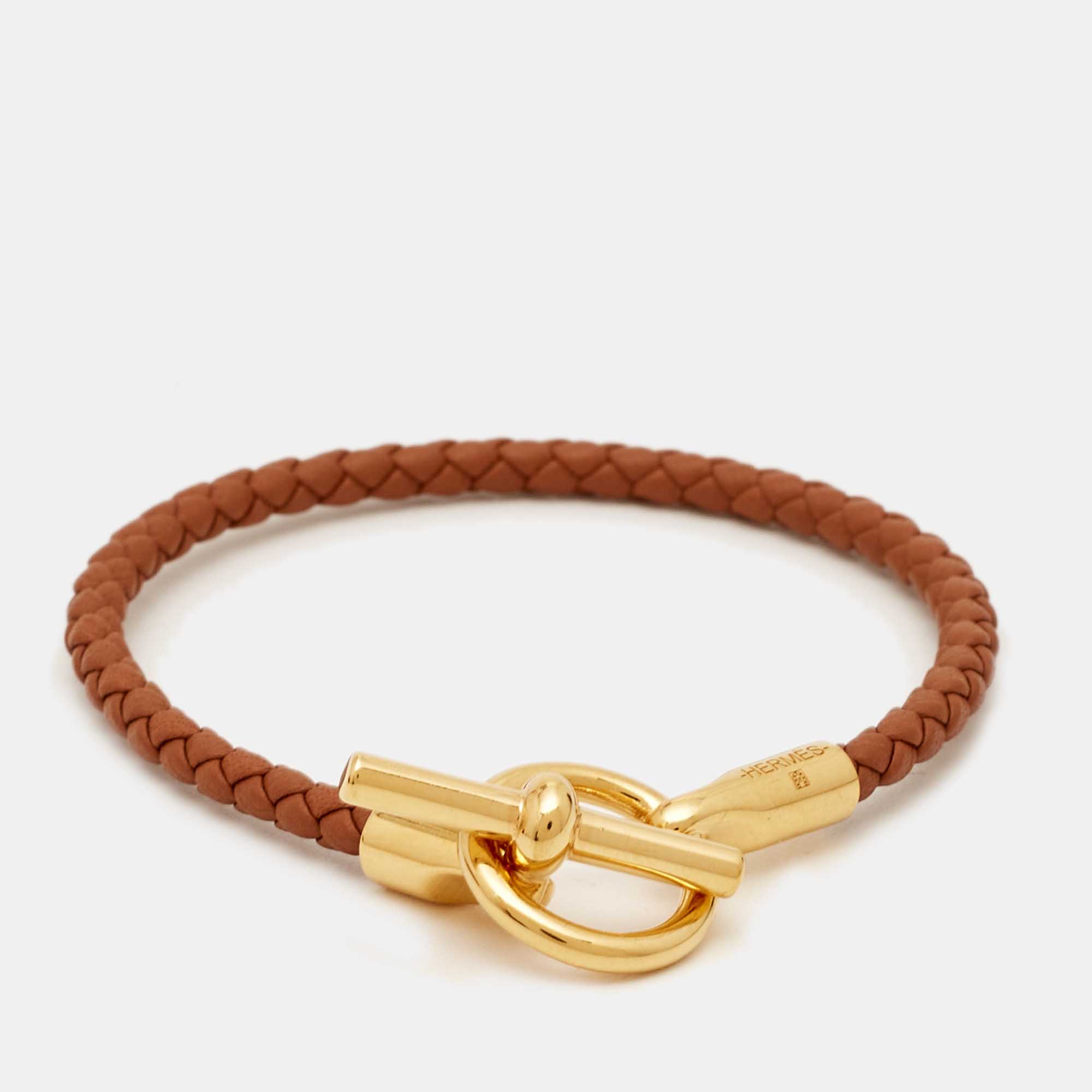 Hermes Glenan Leather Gold Plated Bracelet