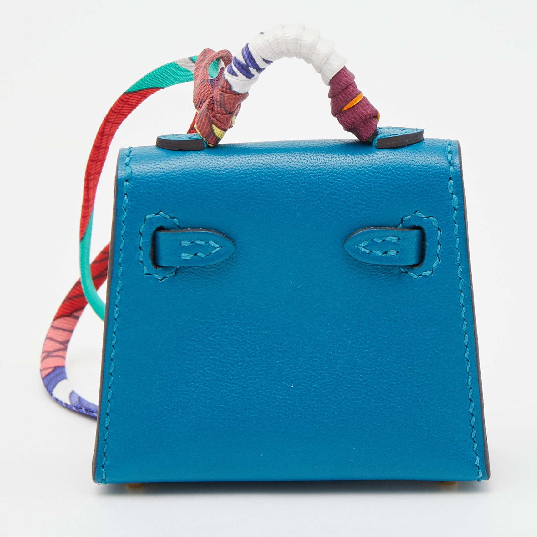 Hermes Bleu Izmir Tadelakt Leather Mini Kelly Twilly Bag Charm