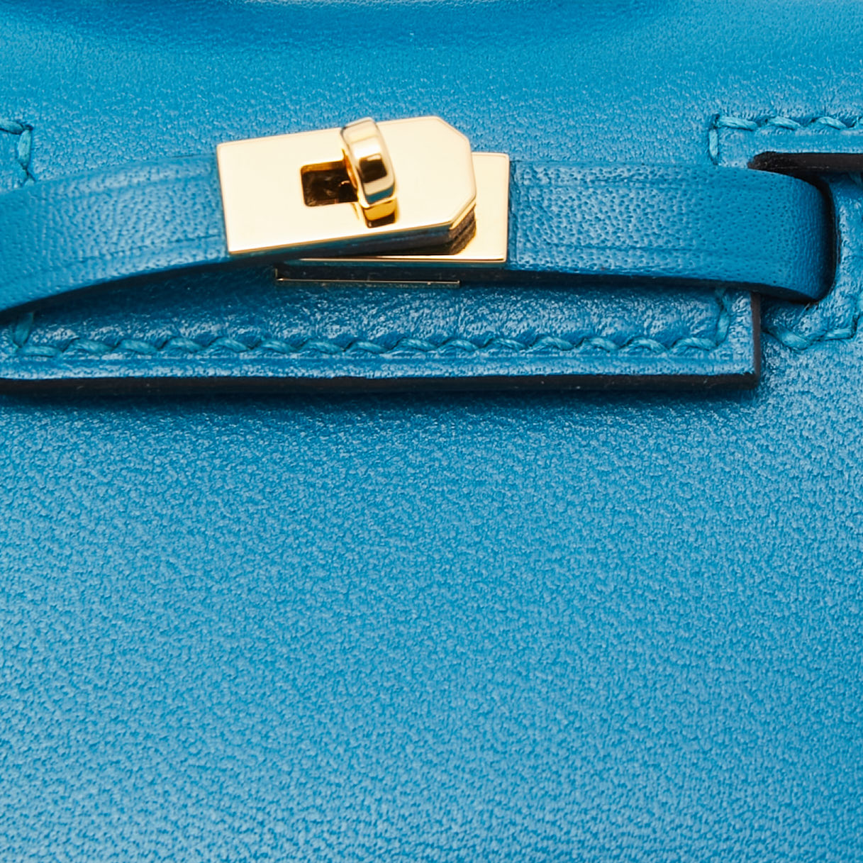 Hermes Bleu Izmir Tadelakt Leather Mini Kelly Twilly Bag Charm