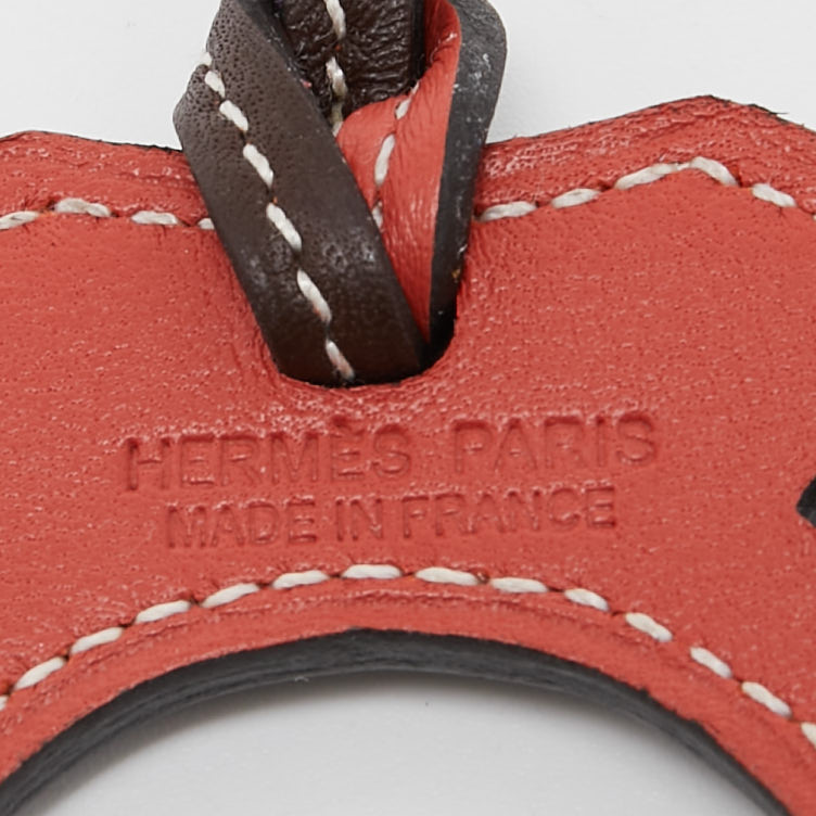 Hermes Marron Fonce/Brique Swift Leather Paddock Fer A Cheval Bag Charm