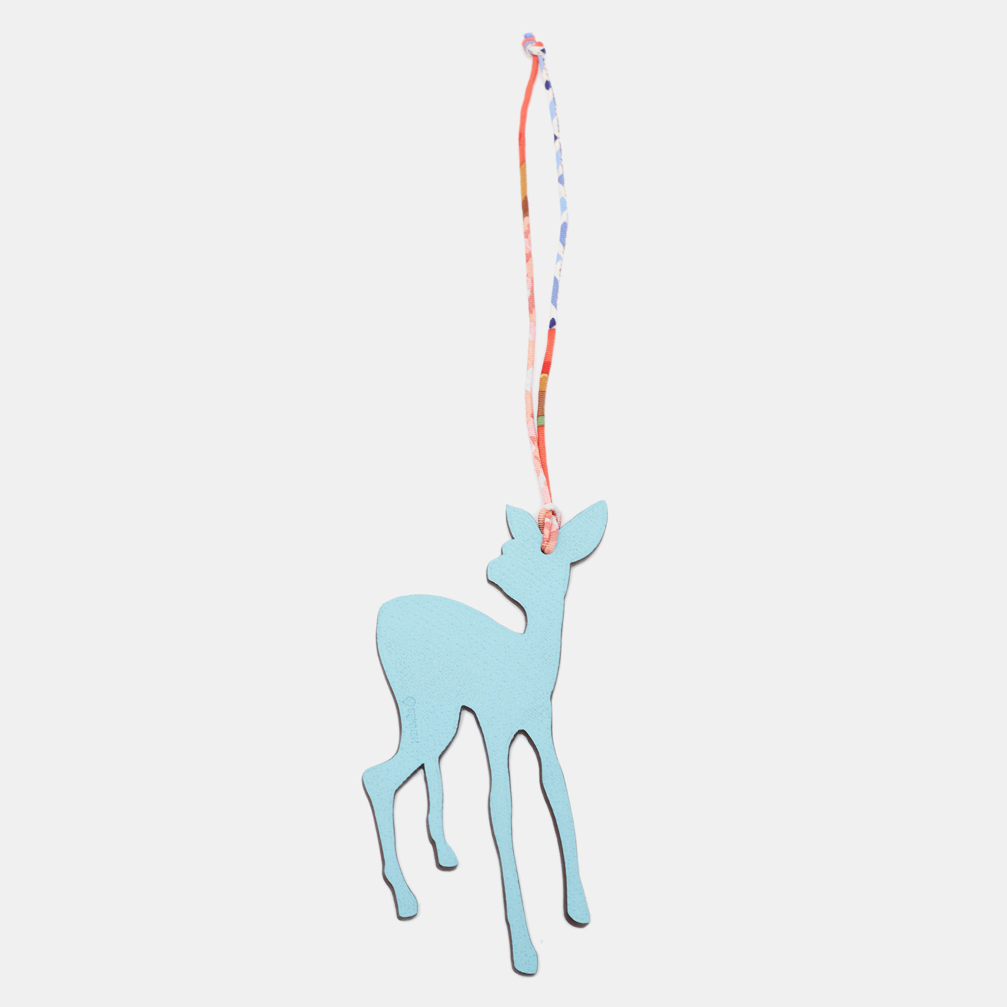 Hermès Bleu Atoll/Bambou Epsom And Togo Leather Petit H Deer Bag Charm