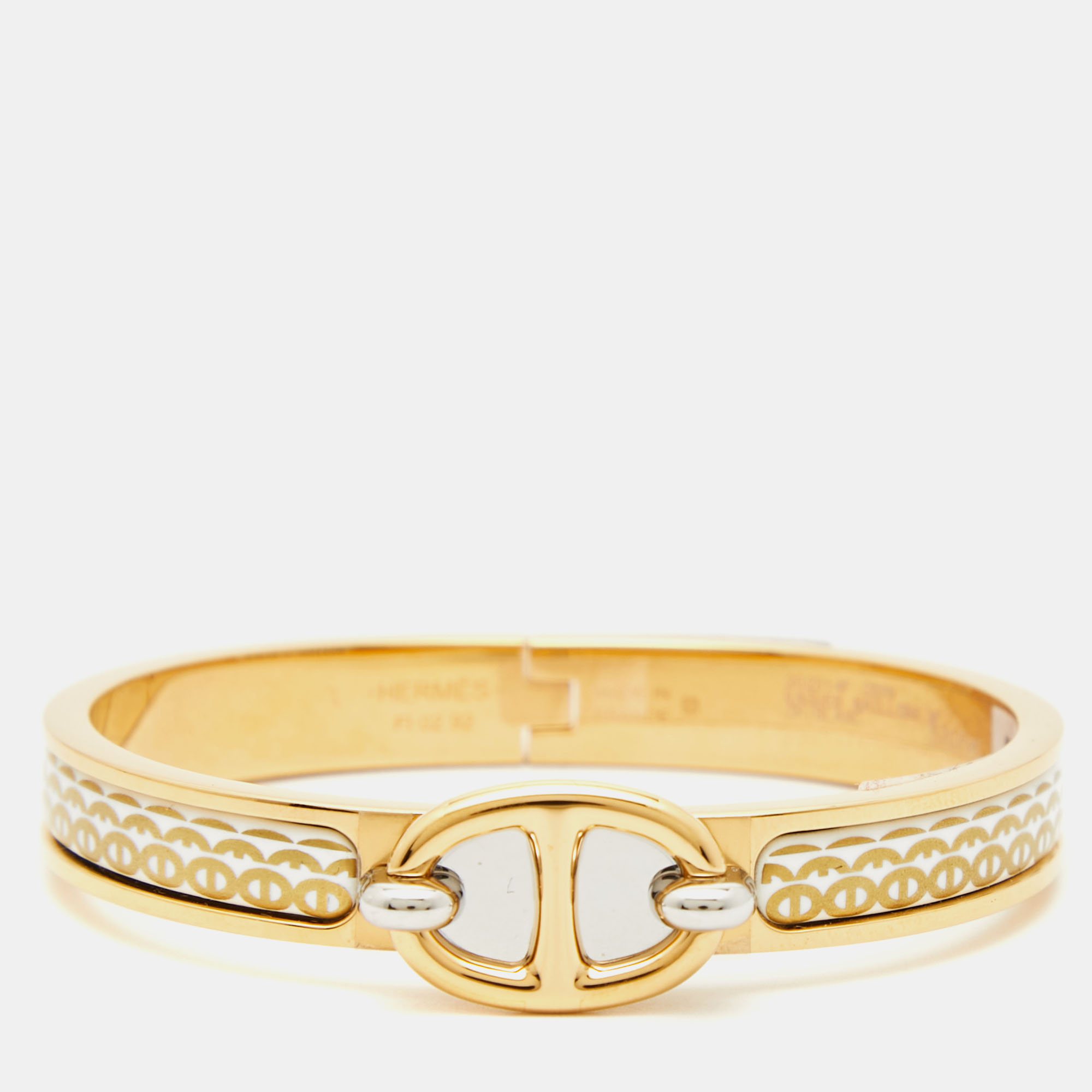 Hermes mini clic clac chain d'ancre enamel gold plated bracelet