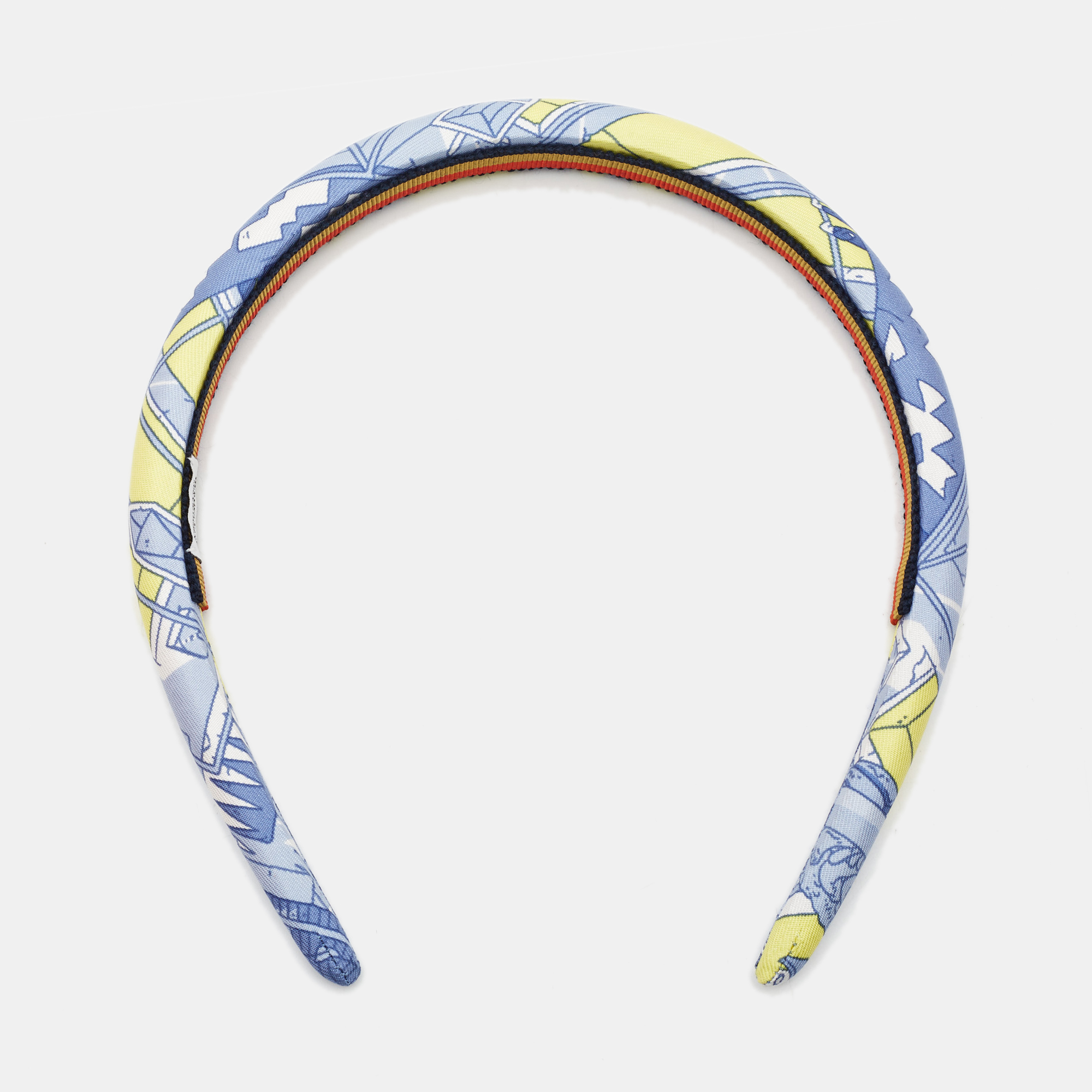 Hermes blue printed silk la legende du cheval elsa headband
