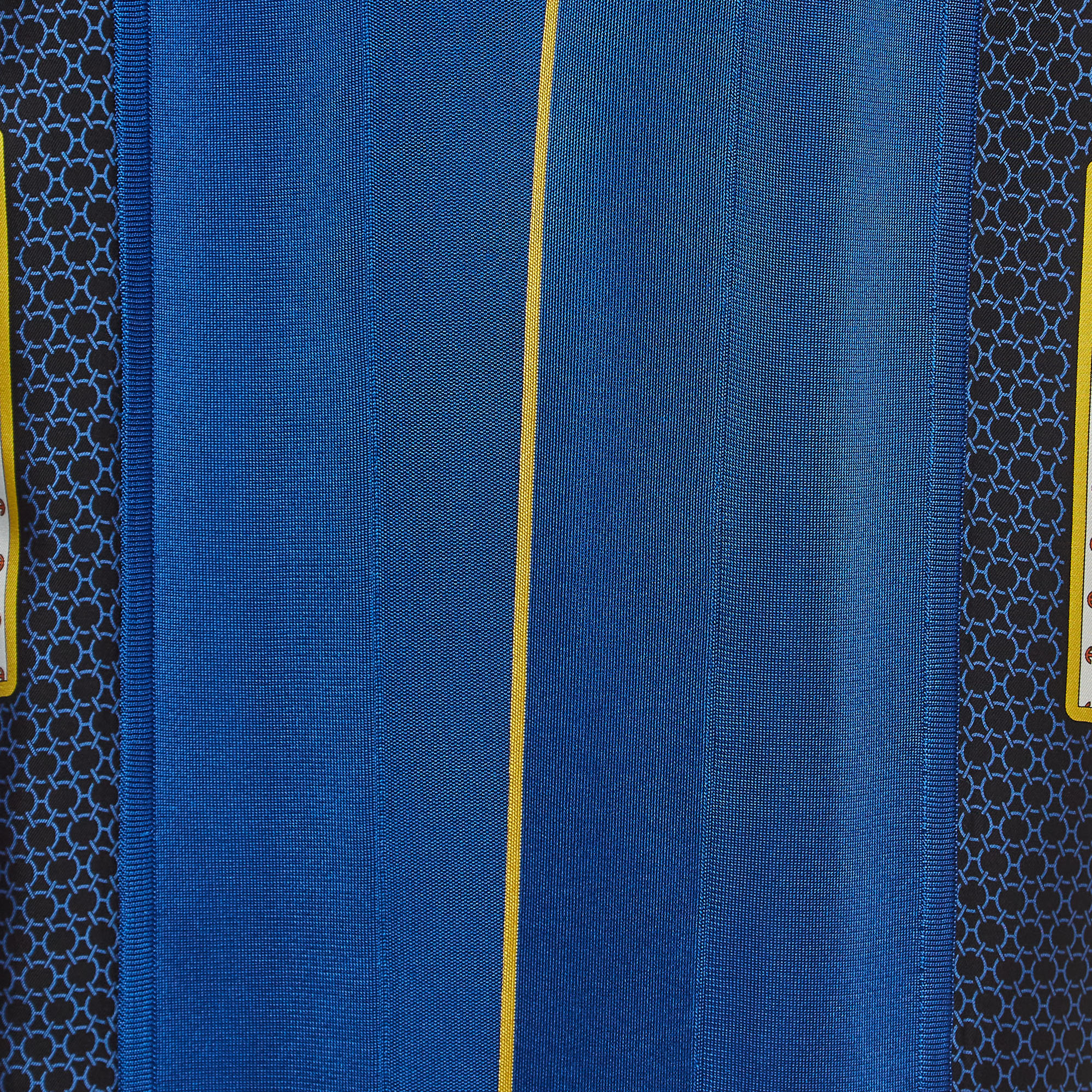 Hermes Blue/Multicolor Printed Twill Silk Open Cardigan S