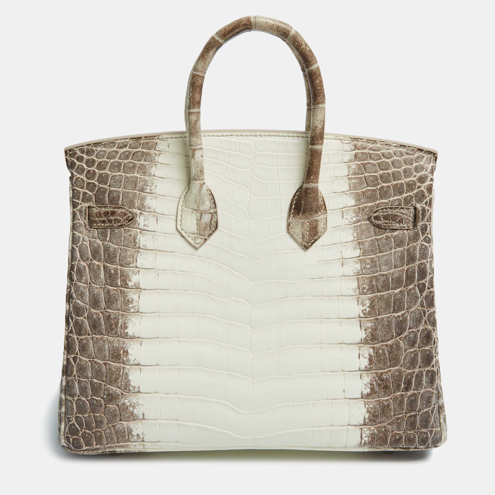 Hermès Blanc Crocodile Niloticus Himalaya 18K White Gold Encrusted Diamond Birkin 25 Bag