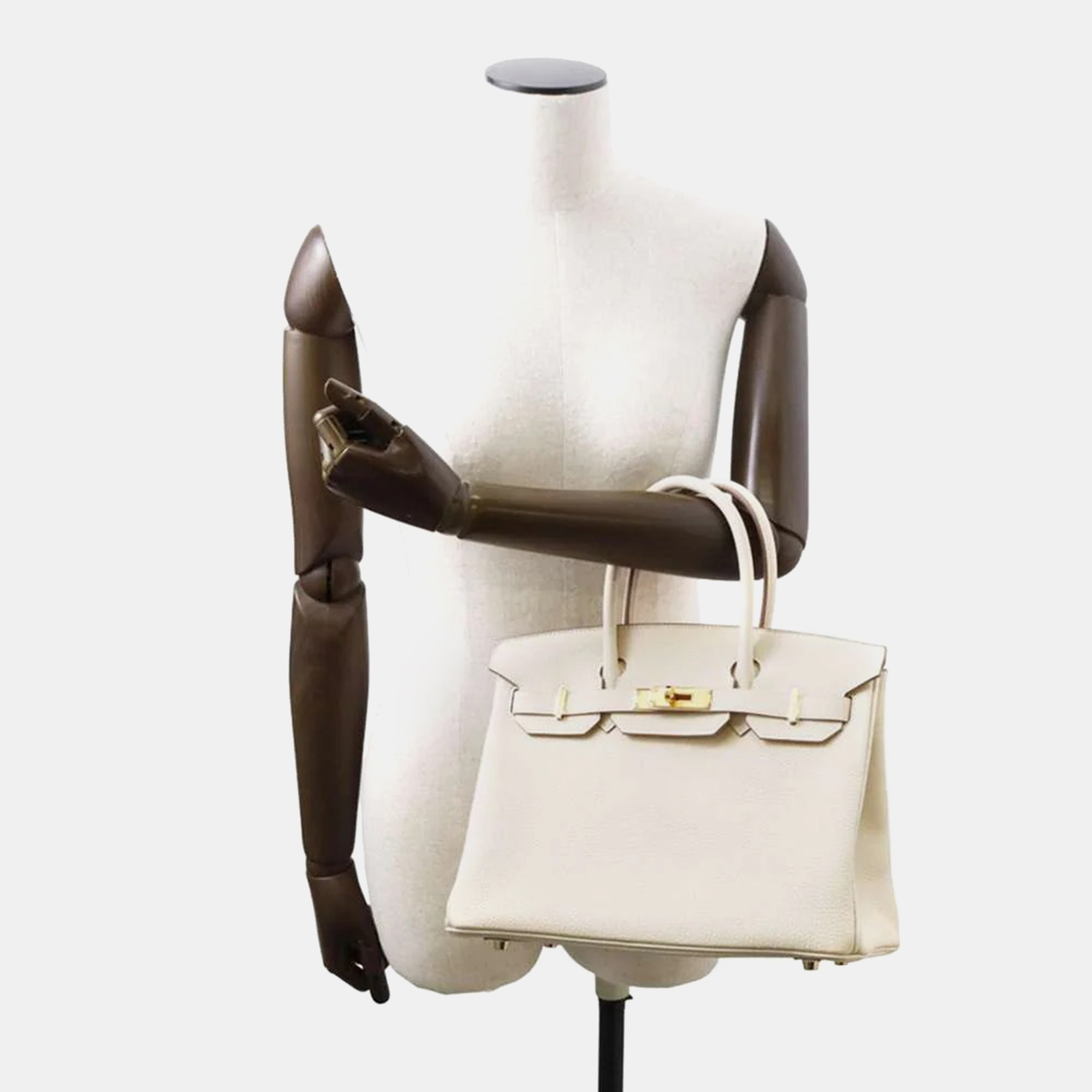 Hermes Ivory Togo Leather Birkin 25 Bag