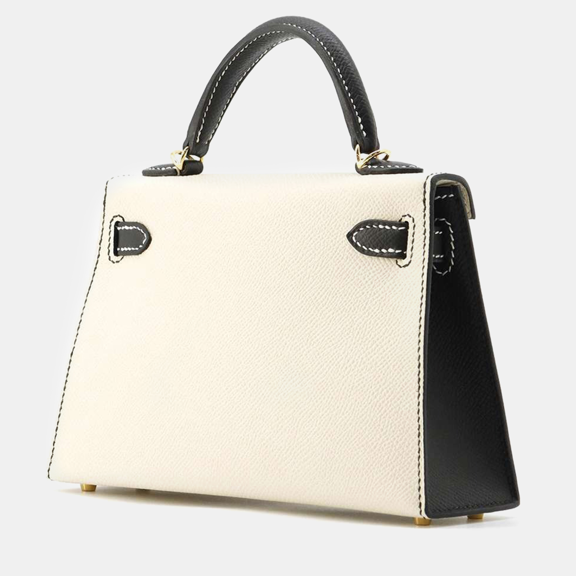 Hermès Craie And Black Epsom HSS Mini Kelly II 20 Top Handle Bag