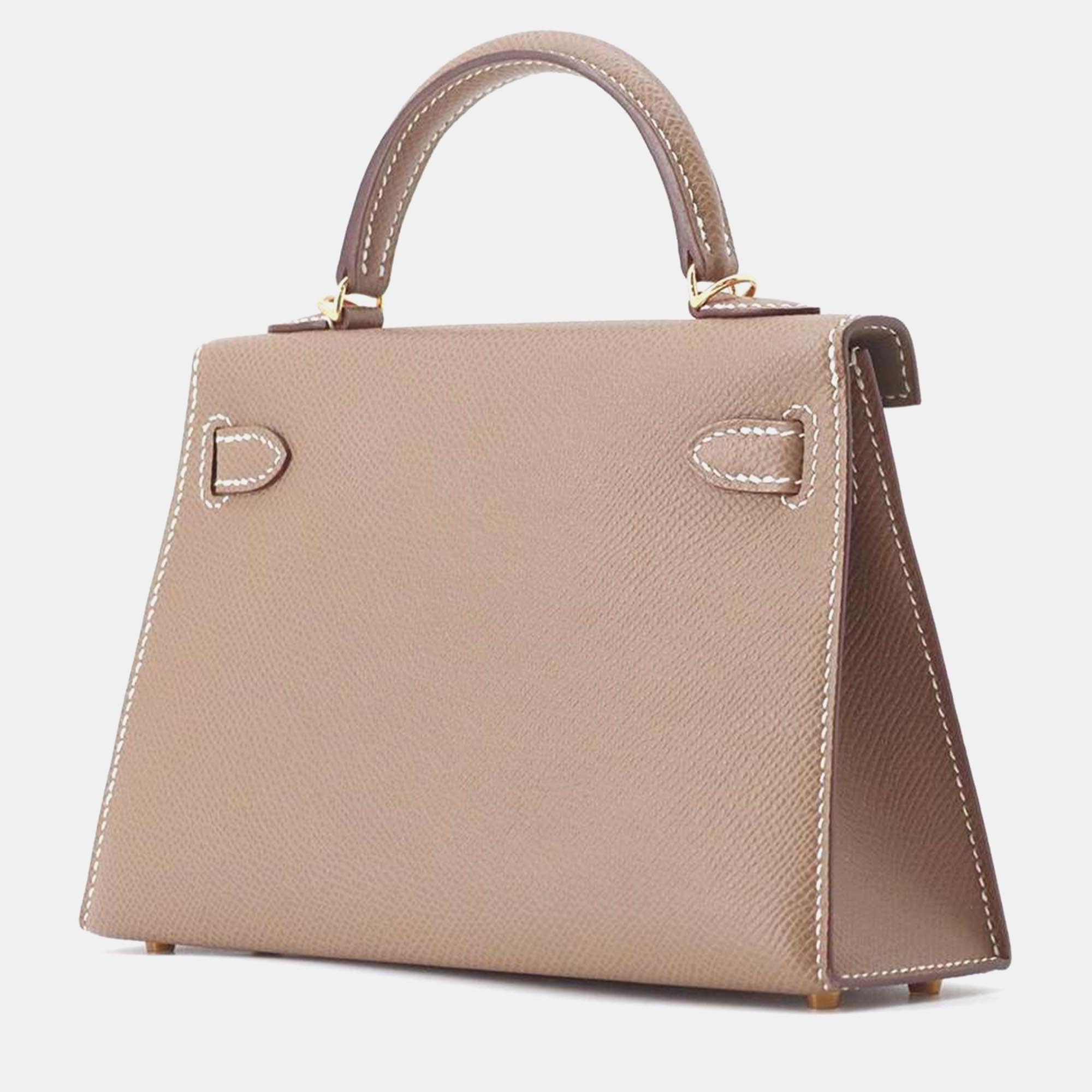 Hermes Etoupe Epsom Mini Kelly Do Top Handle Bags