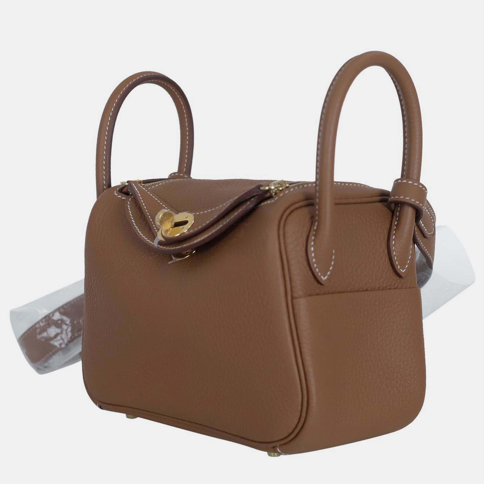 Hermes Gold Clemence Leather Mini Lindy Bag