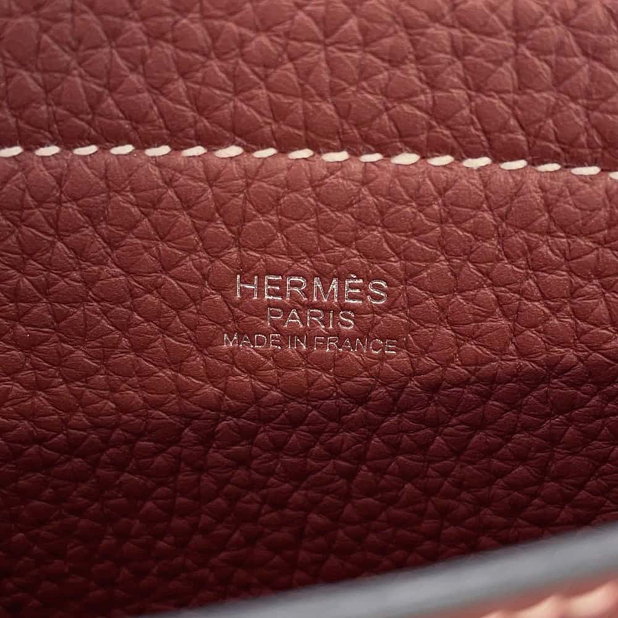 Hermes Rouge H Taurillon Clemence Cabas Sellier Bag Size 31