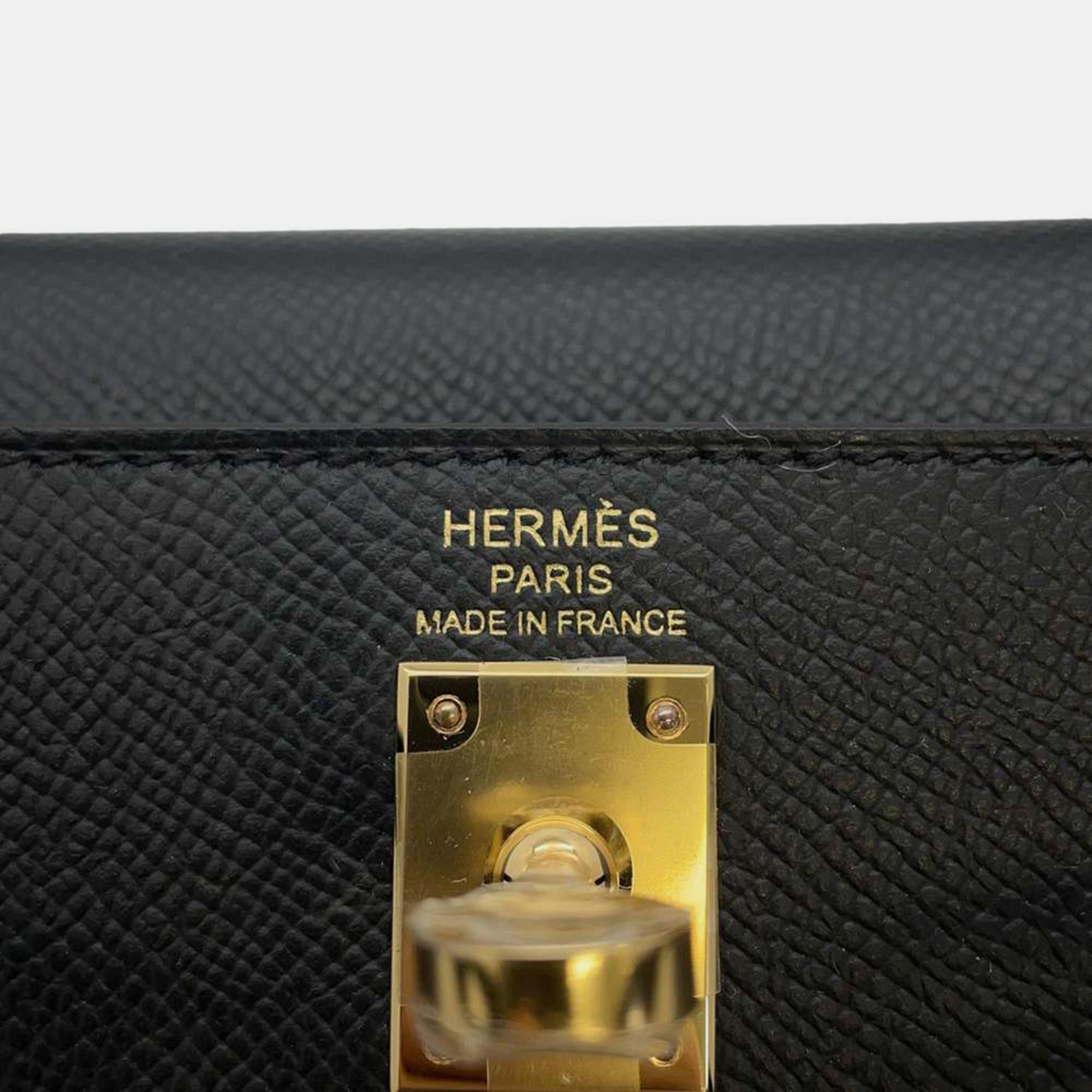 Hermes Black Epsom Kelly Sellier Bag Size 25