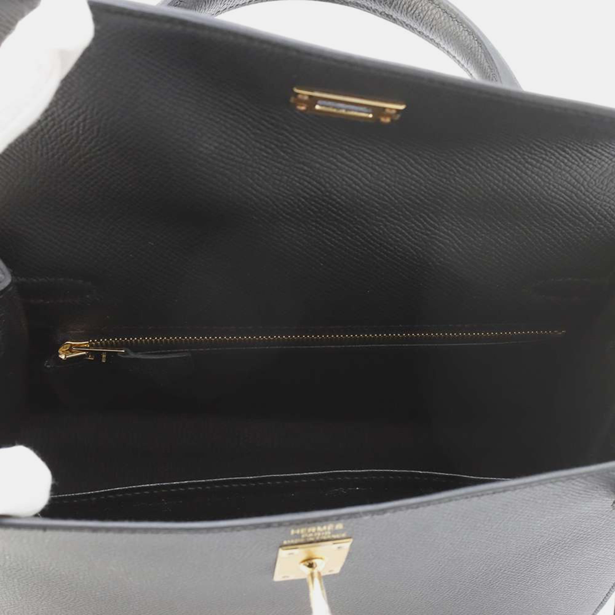 Hermes Black Epsom Kelly Sellier Bag Size 25