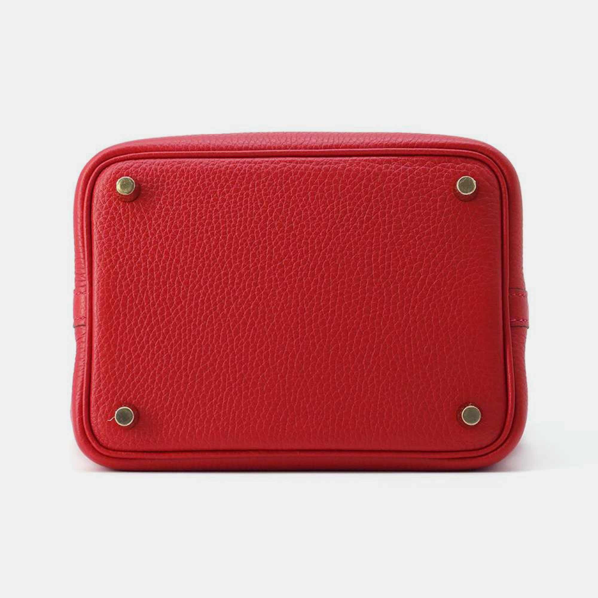 Hermes Rouge Casaque Taurillon Clemence Picotin Lock PM