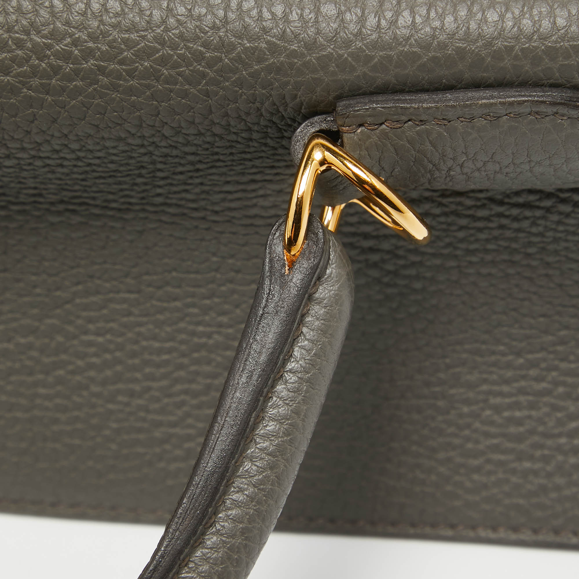 Hermes Etain Togo Leather Gold Finish Kelly Retourne 32 Bag