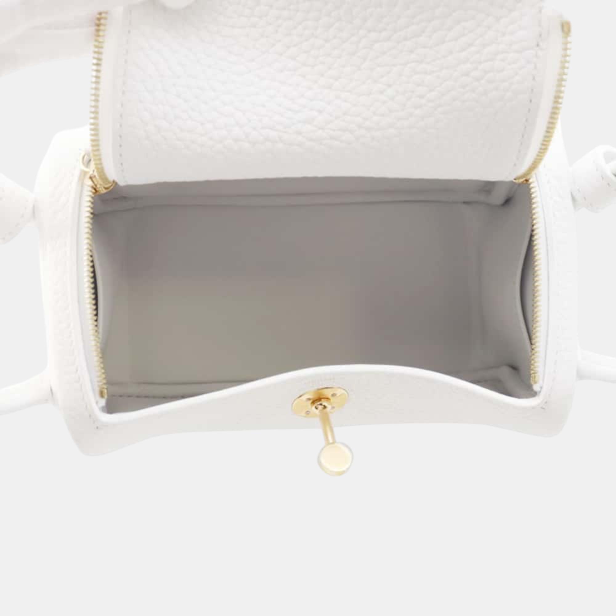 Hermes Lindy New White Taurillon Clemence Size Mini