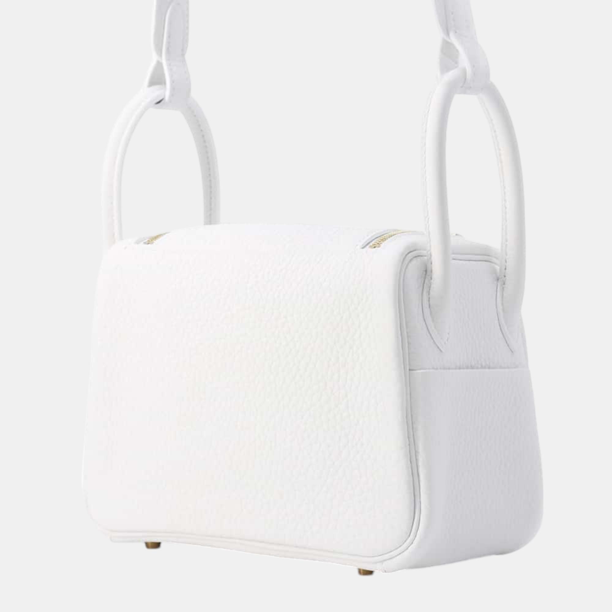 Hermes Lindy New White Taurillon Clemence Size Mini