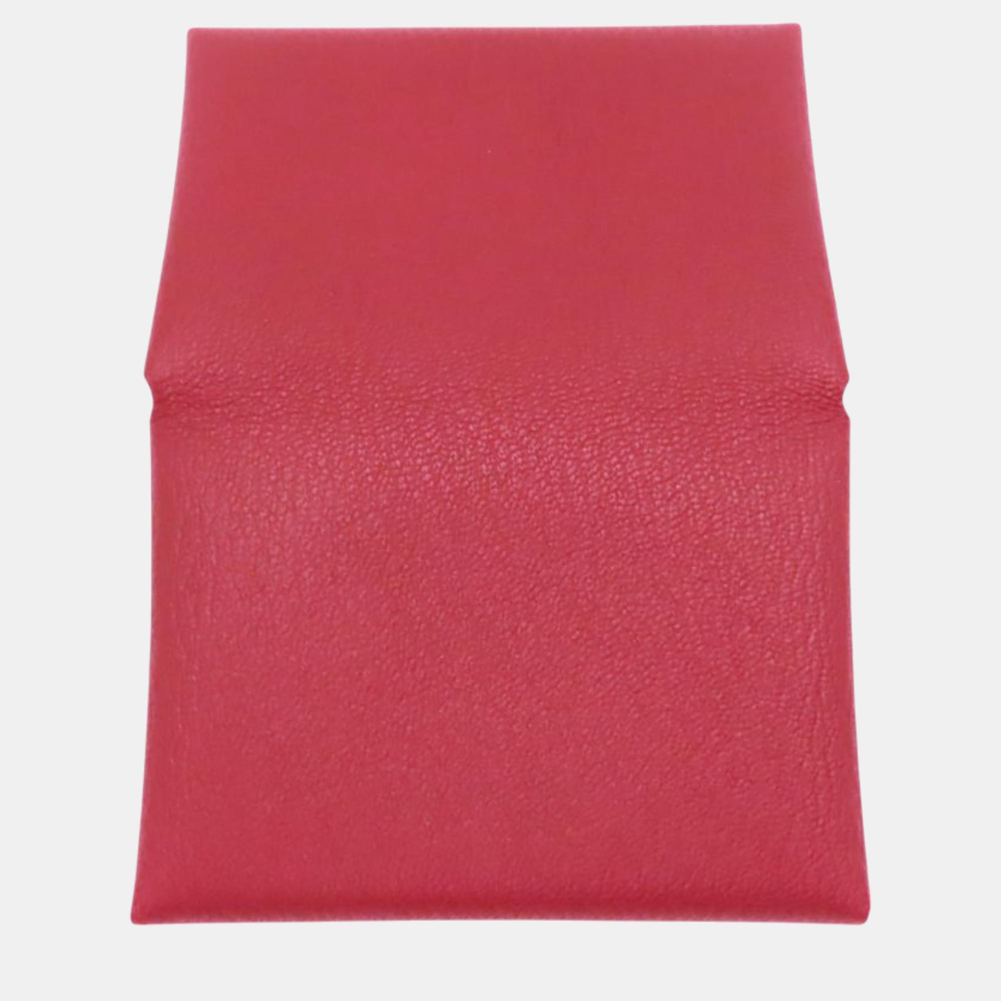 Hermes Chevre Calvi Duo Card Case Red Leather