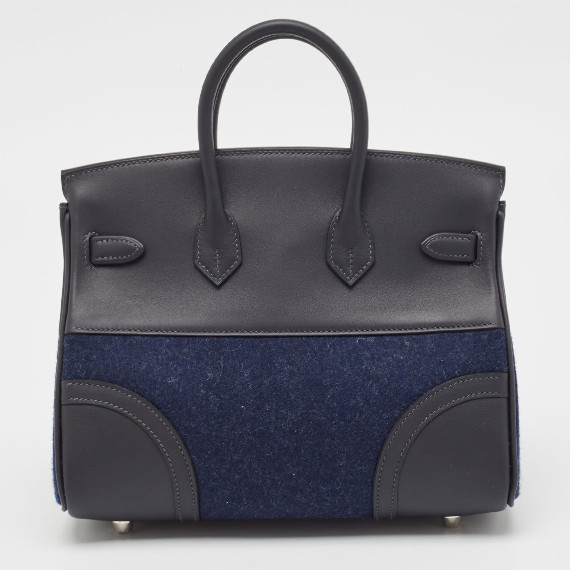 Hermes Caban/Bleu Nuit Swift Leather And Feutre Palladium Finish Limited Edition Birkin 25 Go Team Bag