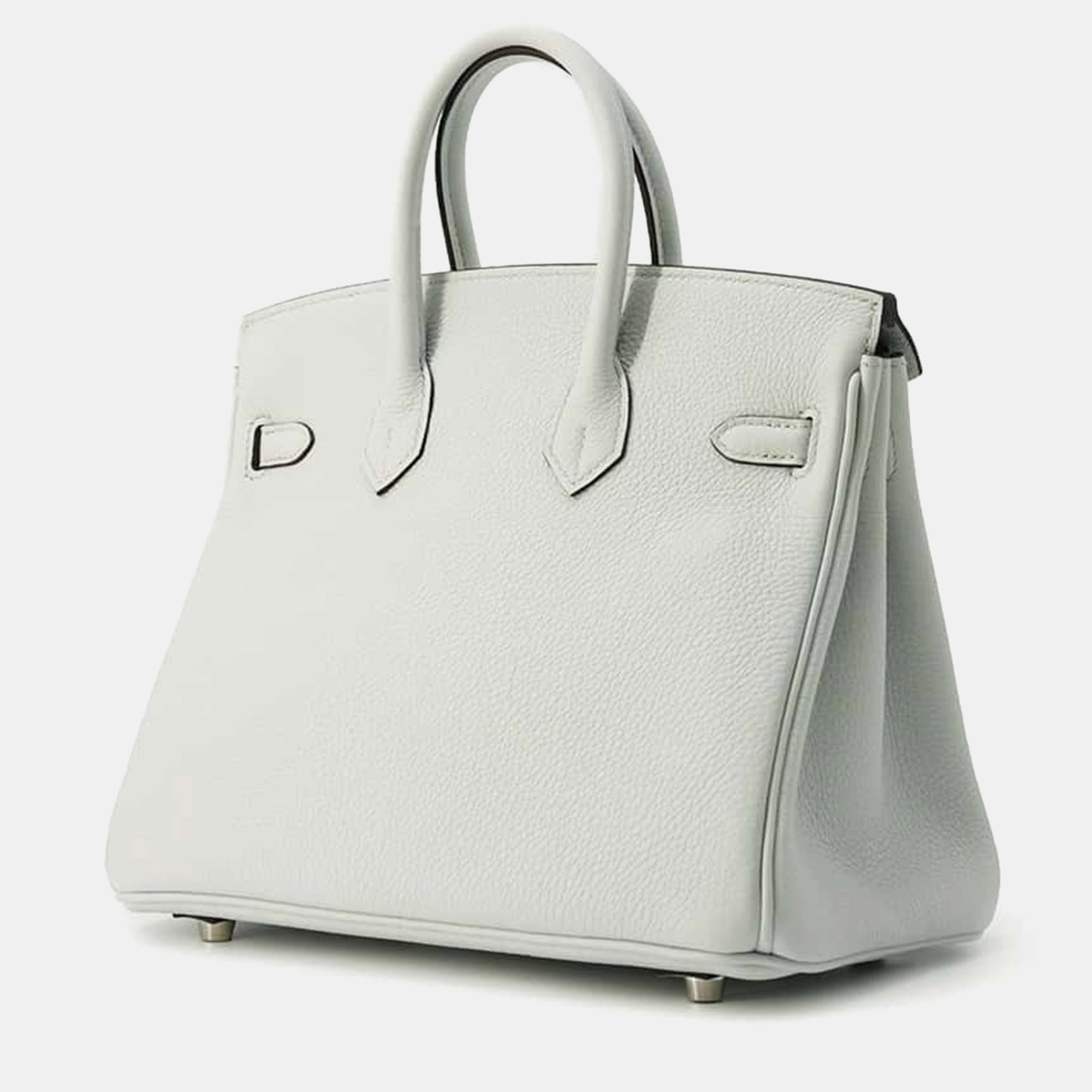 Hermes Gri Platinum Togo Leather Birkin Bag Size 25