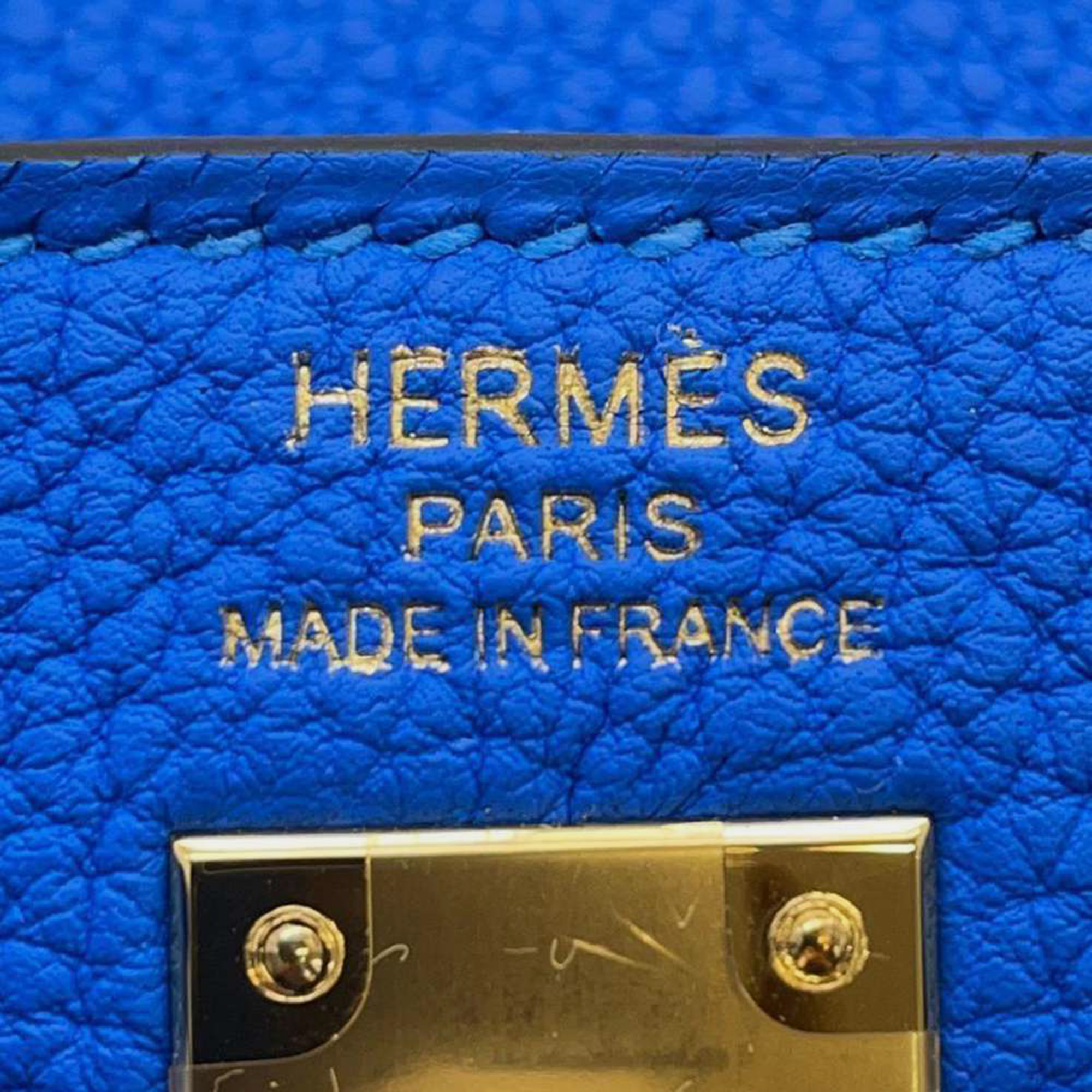 Hermes Blue Hydra Togo Leather Kelly Retourne Size 25