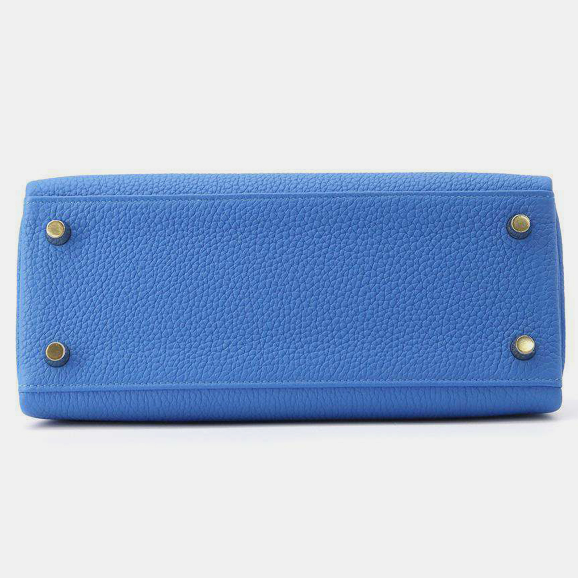 Hermes Blue Hydra Togo Leather Kelly Retourne Size 25