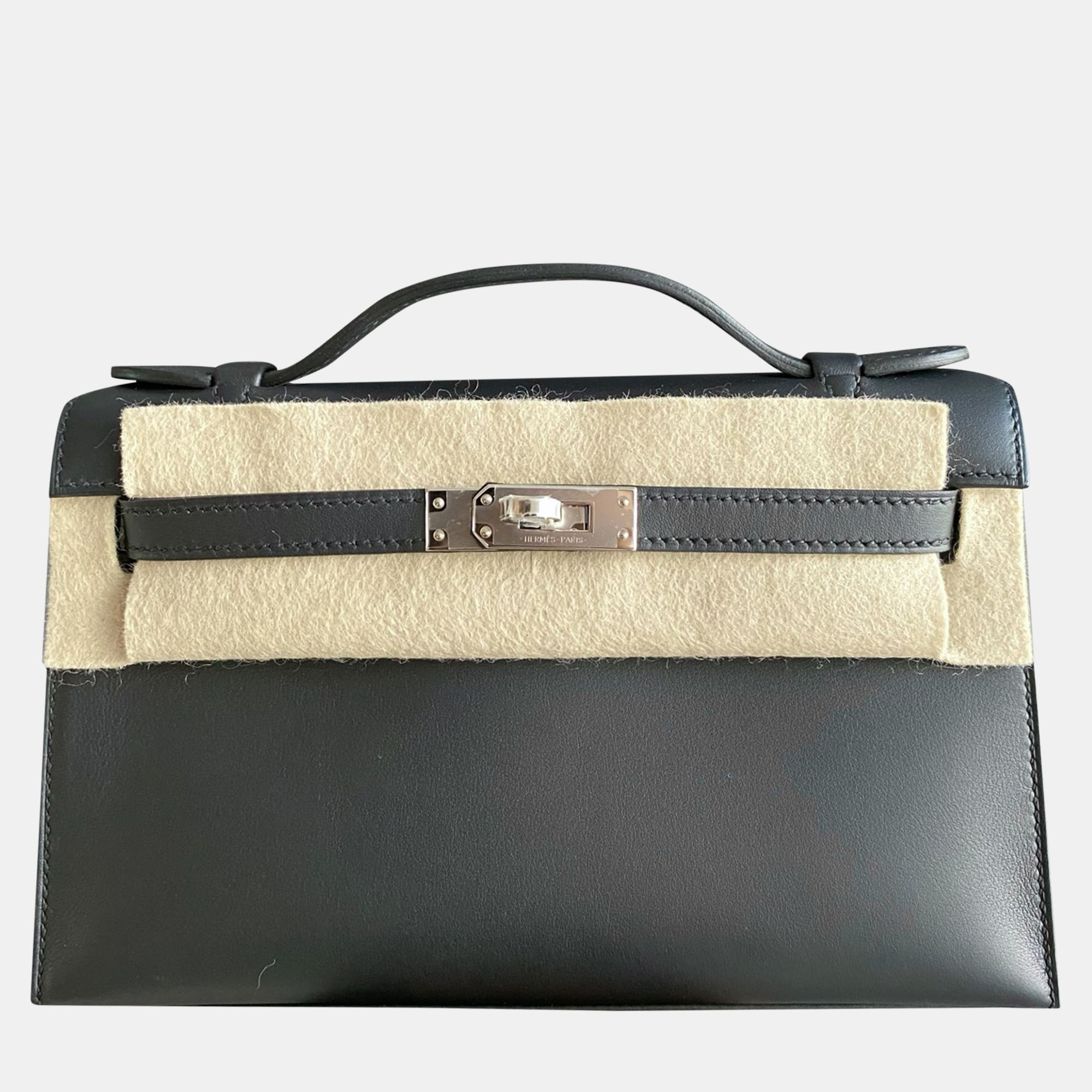 Hermes mini kelly Black Silver Hardware bag