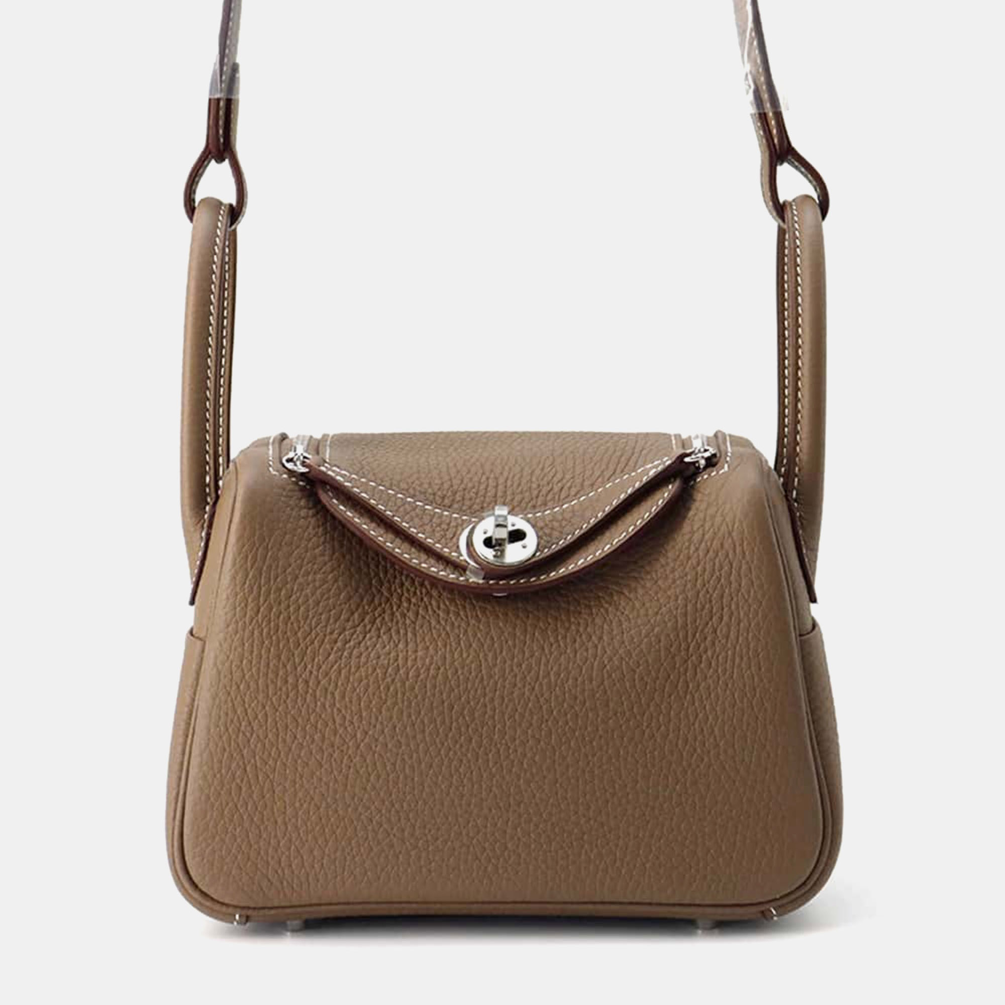 Hermes Etoupe Taurillon Clemence Leather Lindy Mini Shoulder Bag, Brown
Hermes Etoupe Taurillon Clemence Leather Lindy Mini Shoulder Bag, Brown