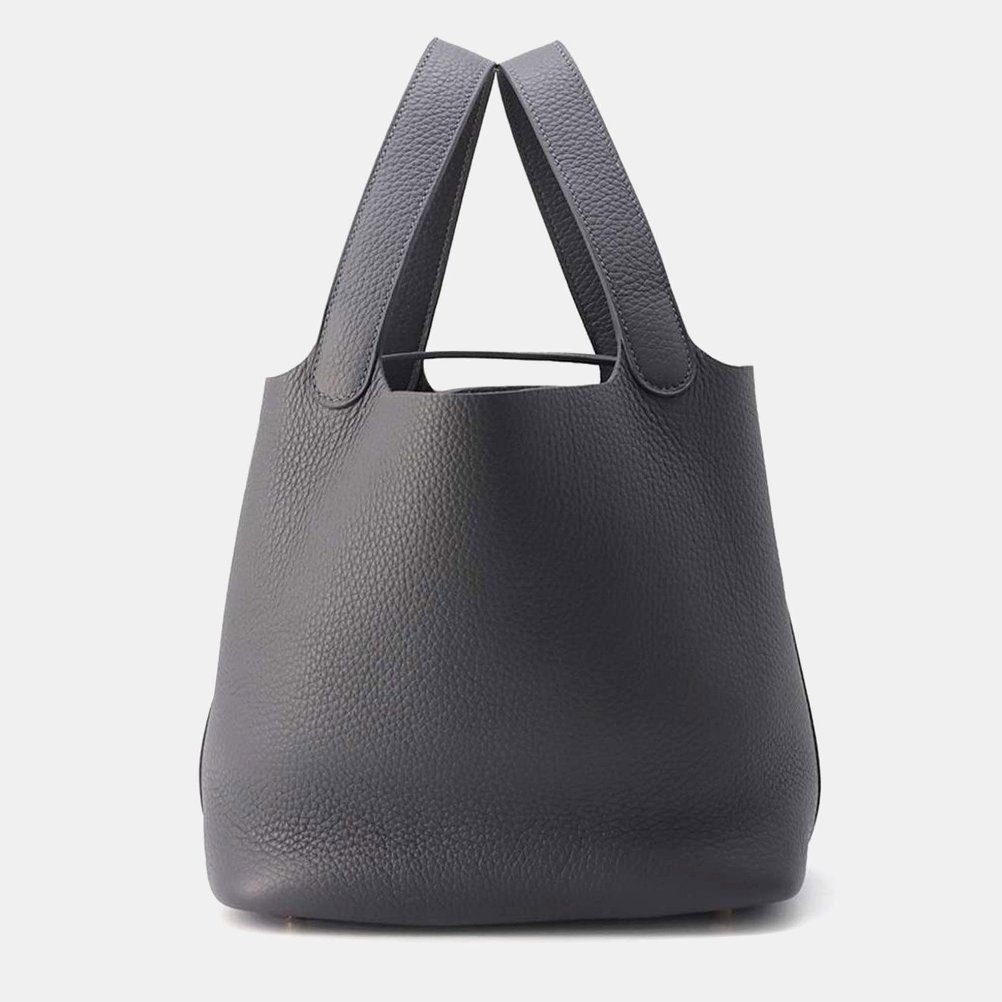 Hermes Ardoise Taurillon Clemence Leather Picotin Lock 22 Bag