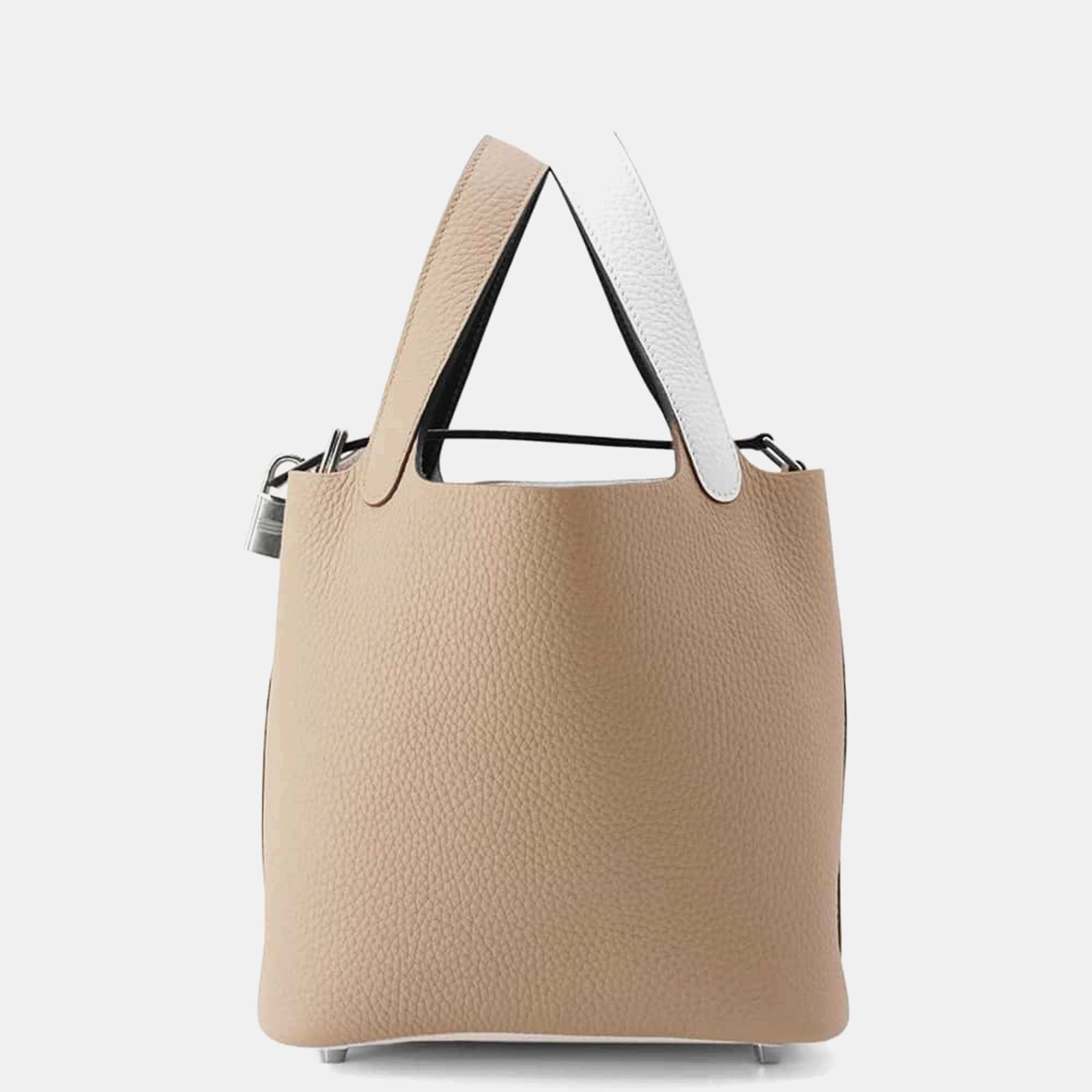 Hermes Beige Marfa, New White & Macassar Taurillon Clemence Leather Picotin Lock Casaque PM Shoulder Bag
Hermes Beige Marfa, New White & Macassar Taurillon Clemence Leather Picotin Lock Casaque PM Shoulder Bag
