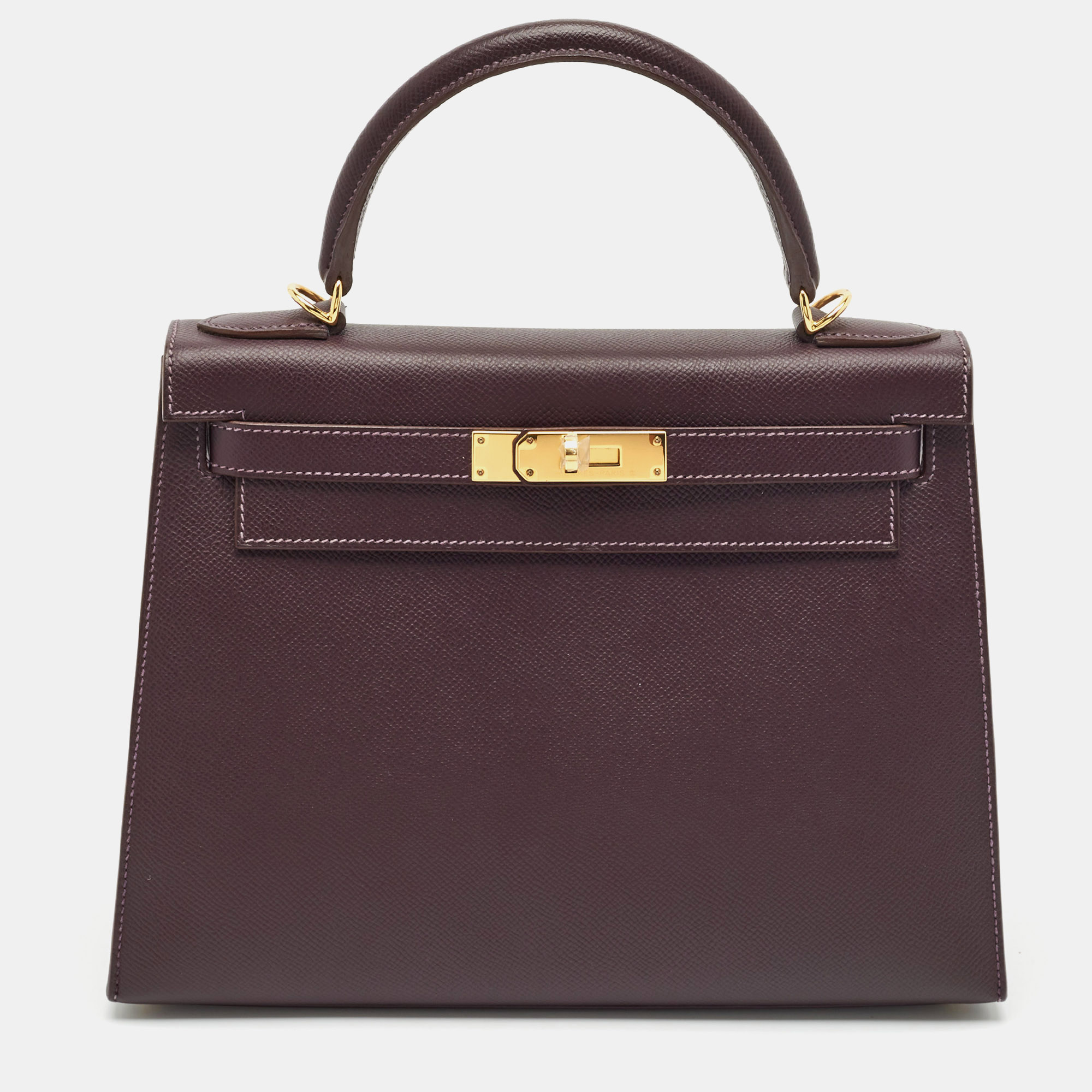 Hermès Raisin/Bleu de Malte Epsom Leather Gold Finish Kelly Sellier 28 Bag, Purple
Hermès Raisin/Bleu de Malte Epsom Leather Gold Finish Kelly Sellier 28 Bag, Purple
