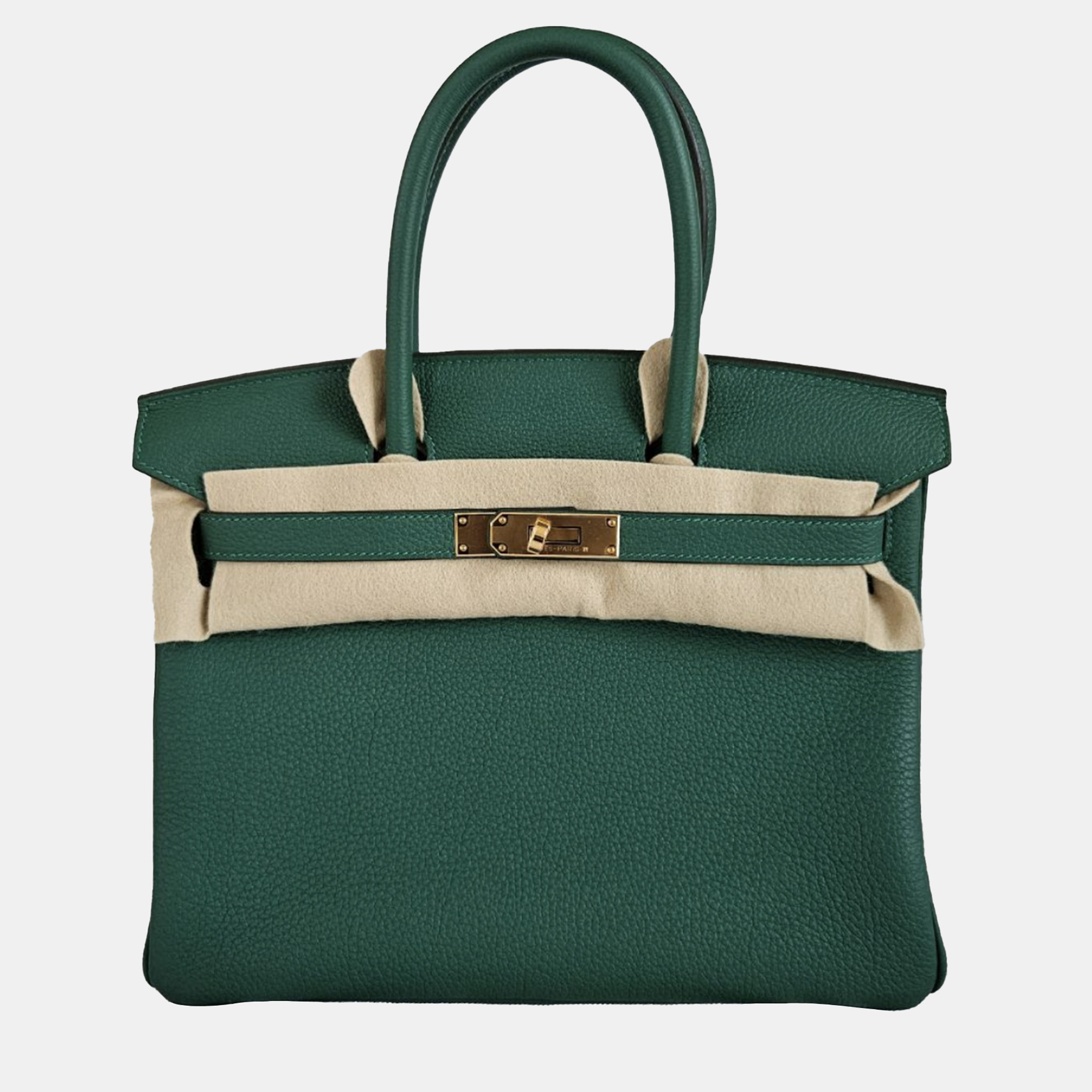 Hermes Vert Moyen Togo Leather Gold Finished Birkin 30, Green
Hermes Vert Moyen Togo Leather Gold Finished Birkin 30, Green