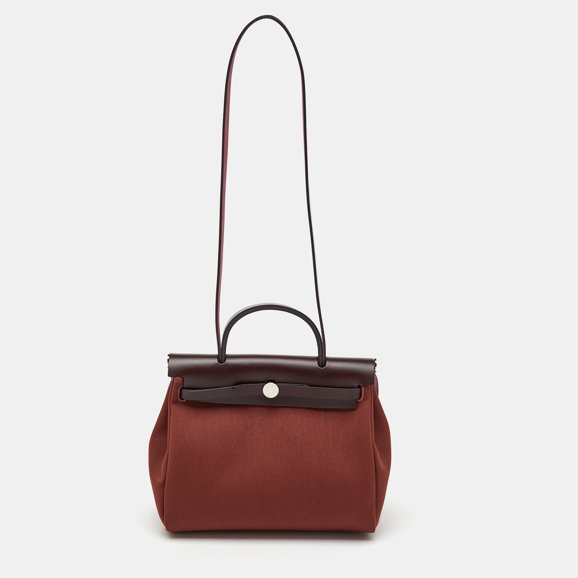 Hermès Rouge H/Ebene Toile and Leather Herbag Zip 31 Bag, Brown
Hermès Rouge H/Ebene Toile and Leather Herbag Zip 31 Bag, Brown