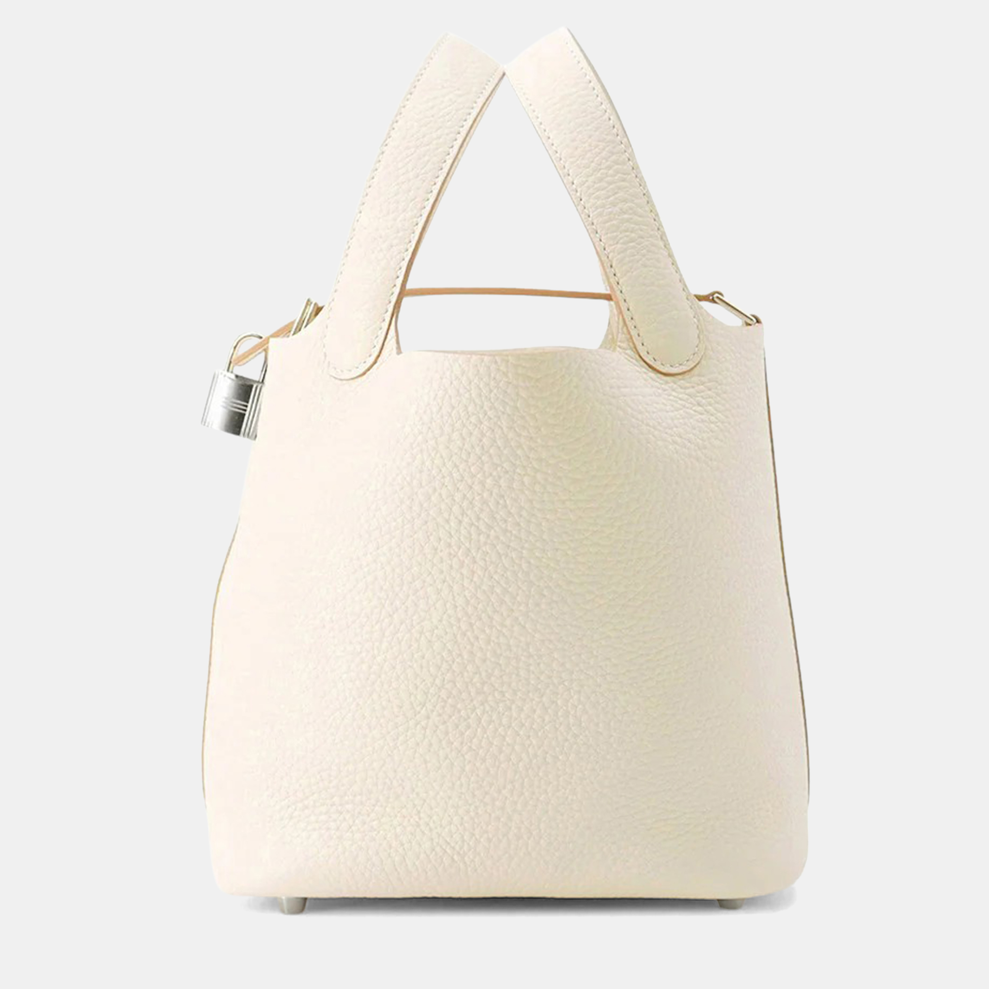 Hermes Picotin Lock 18 Craie Taurillon Clemence Bag, Cream 
Hermes Picotin Lock 18 Craie Taurillon Clemence Bag, Cream