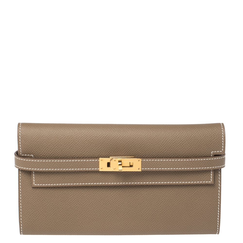 Image of Herm&egrave;s Beige de Weimar Epsom Leather Kelly Wallet
