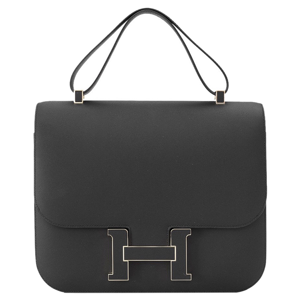 Hermès Black Sombrero Leather Constance Cartable 29 Bag