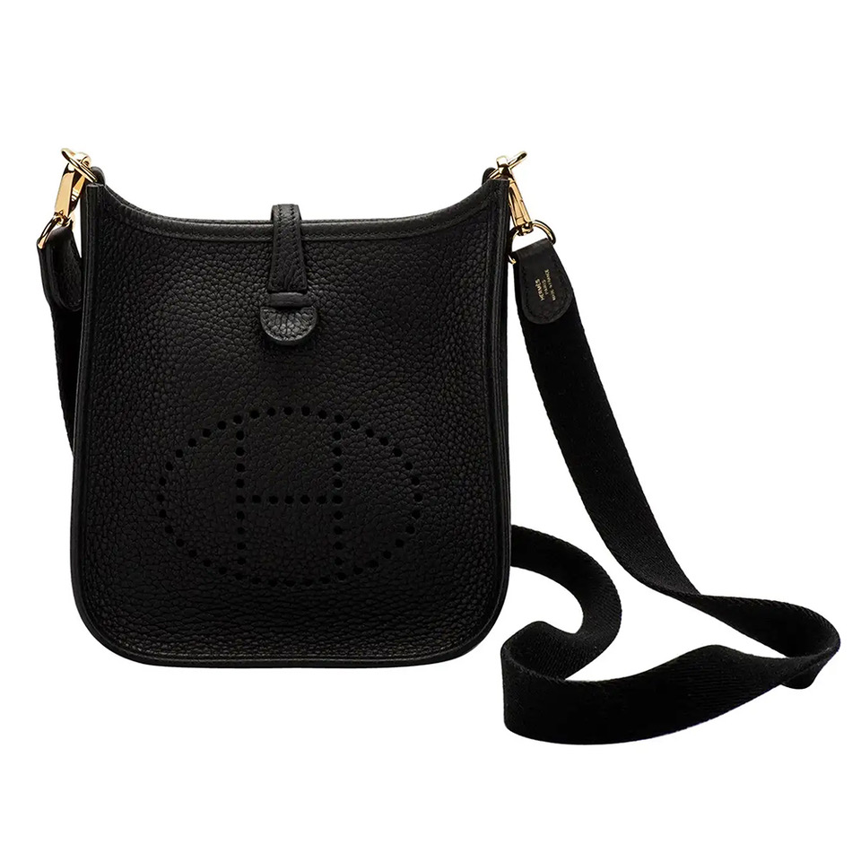 Hermes Black Clemence Leather Evelyne Bag