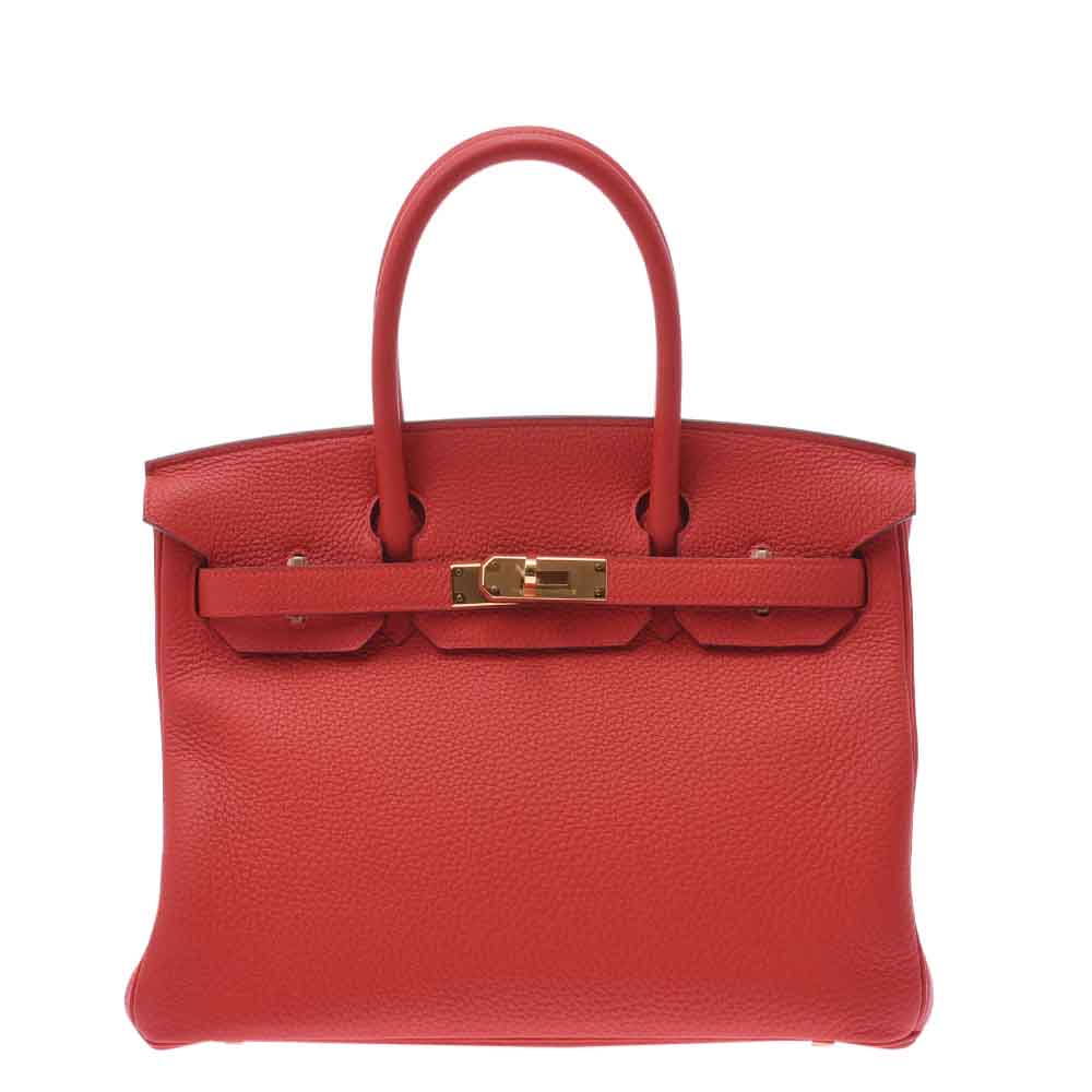 Hermes Red Clemence Leather Gold Hardware Birkin (2019) 30 Bag