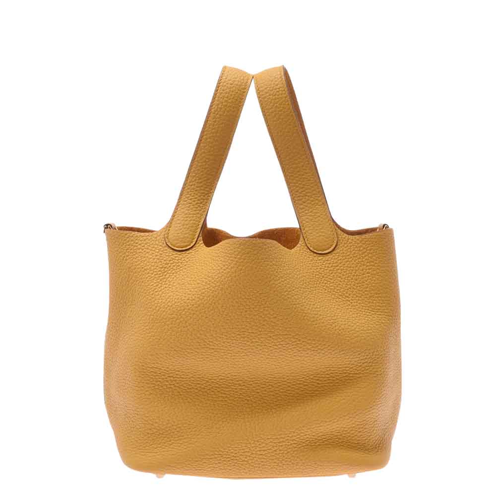Hermes Yellow Clemence Leather Picotin Lock Bag