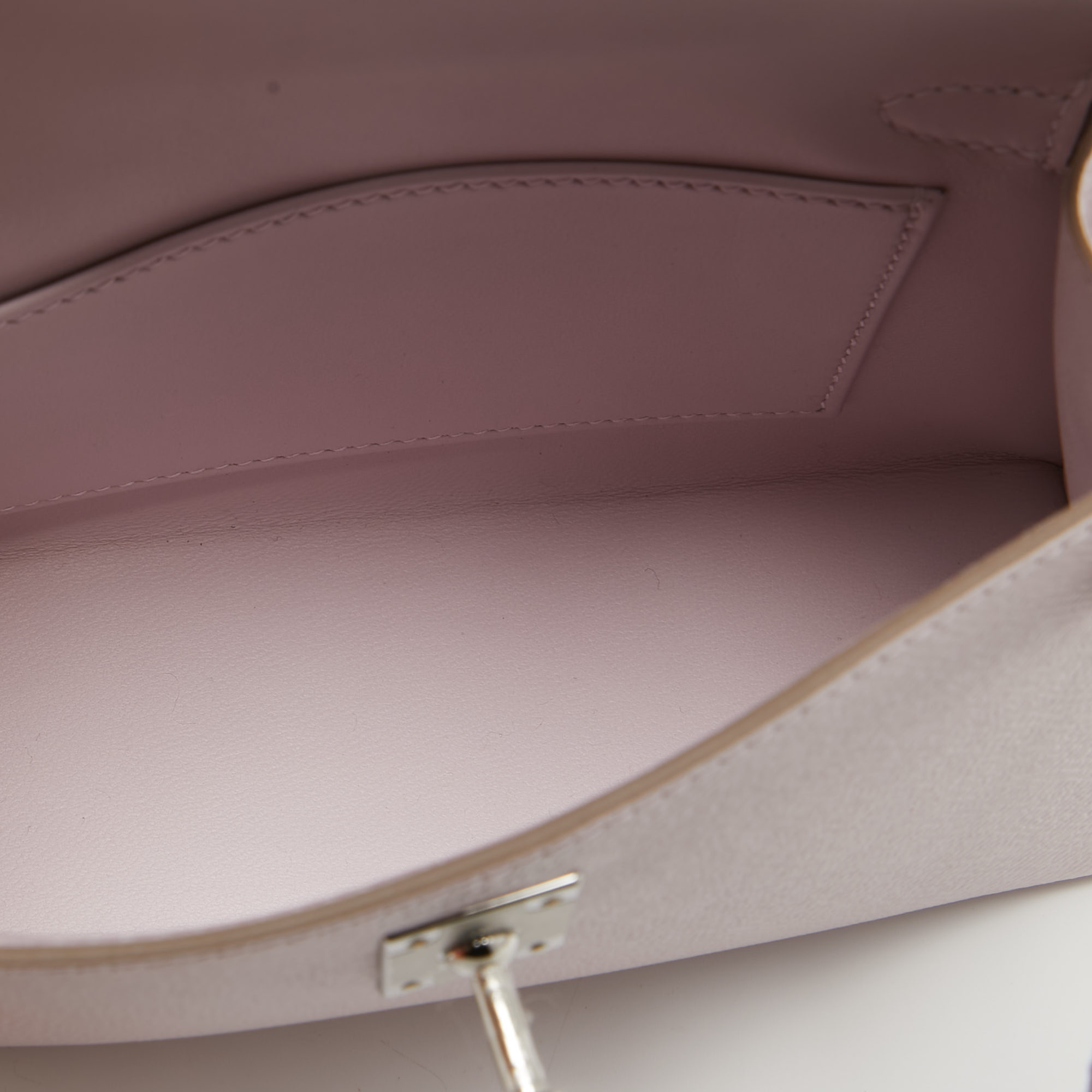 Hermès Mauve Pale Epsom Leather Palladium Finish Mini Kelly Sellier II Bag
