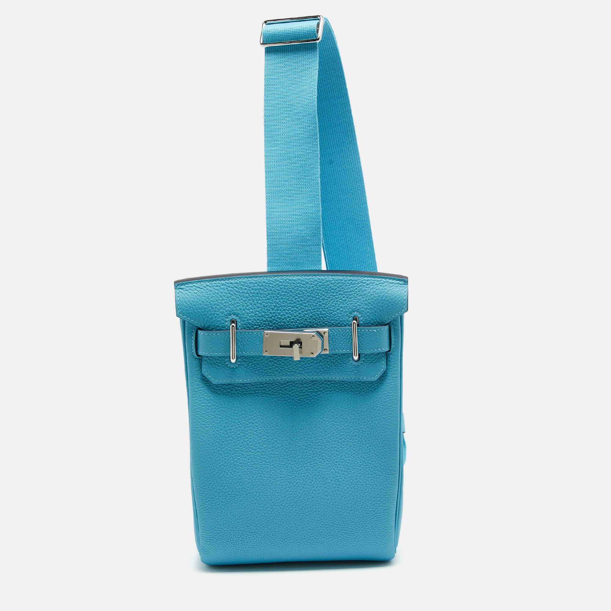 Hermes herm&egrave;s bleu du nord togo leather palladium finish hac a dos pm bag