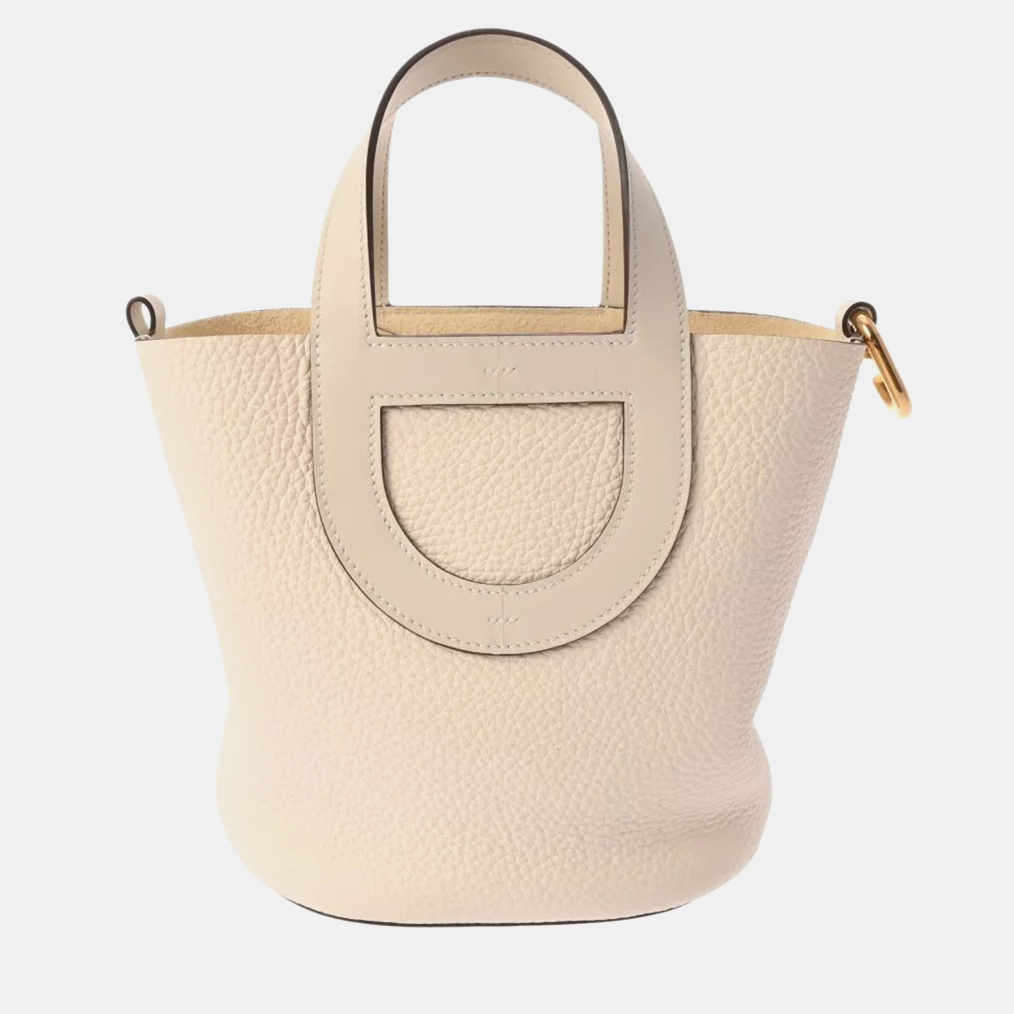 Hermes white clemence & swift leather in-the-loop 18 bag