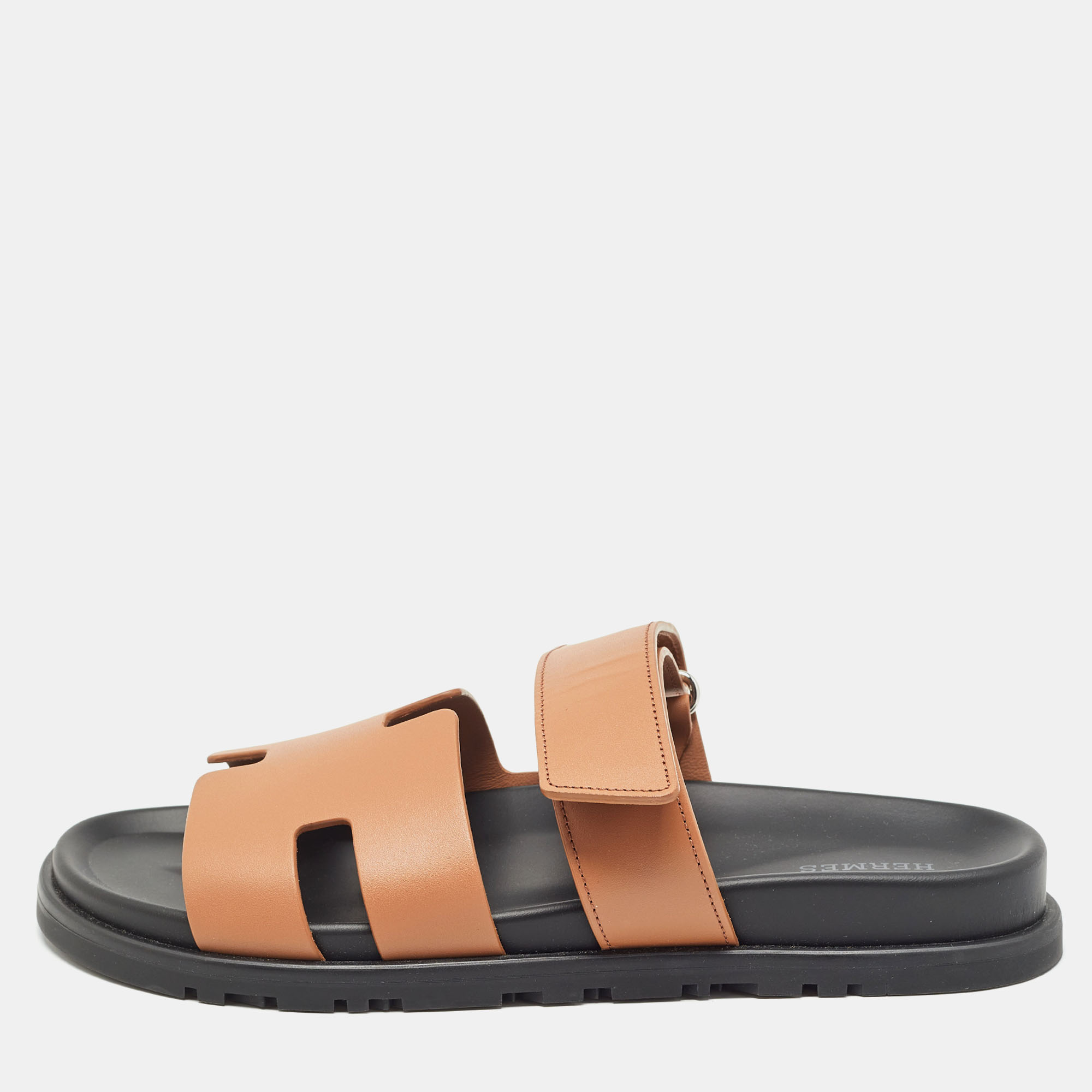 Hermes brown leather chypre sandals size 40
