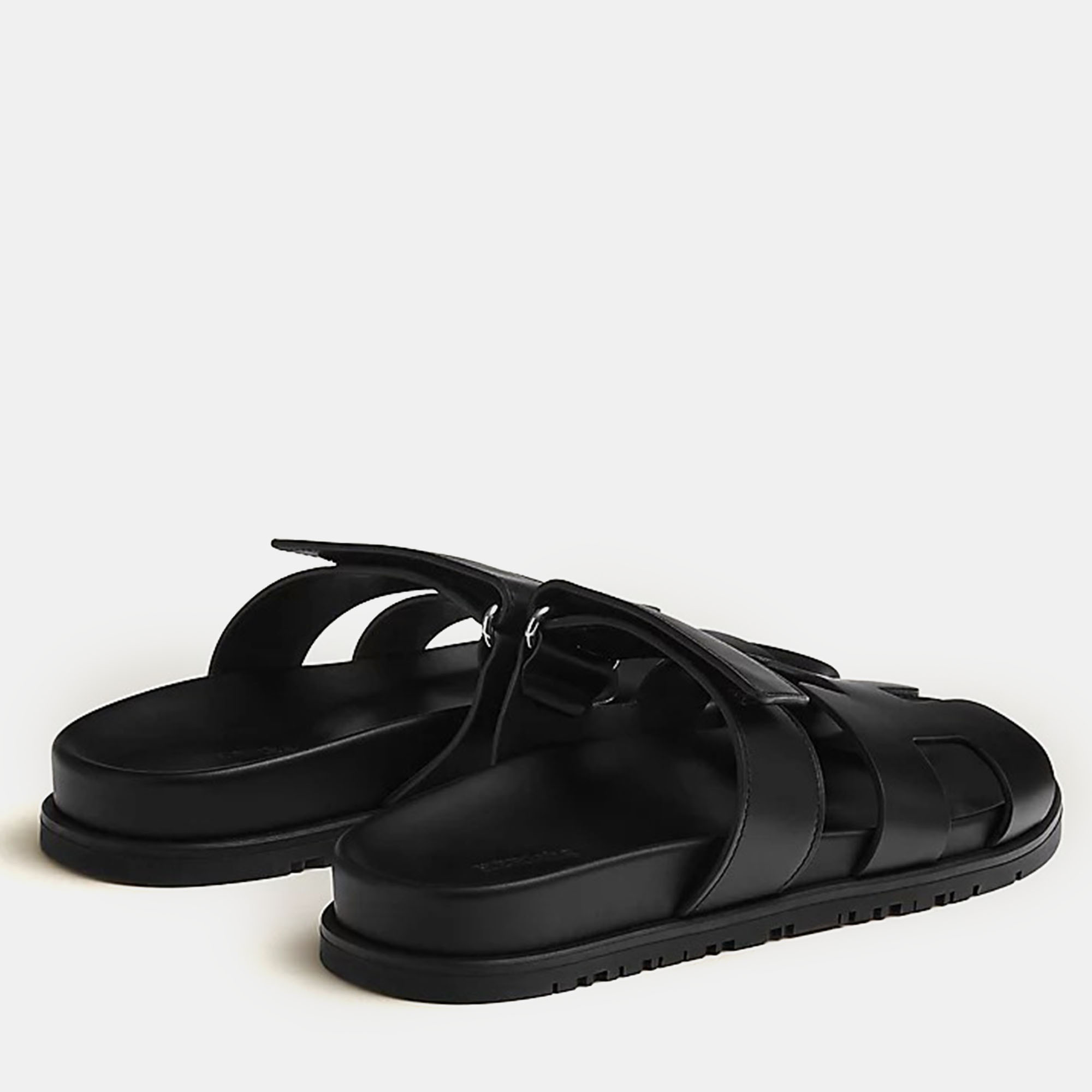 Hermes Black Rubber Chypre  Sandal 36.5