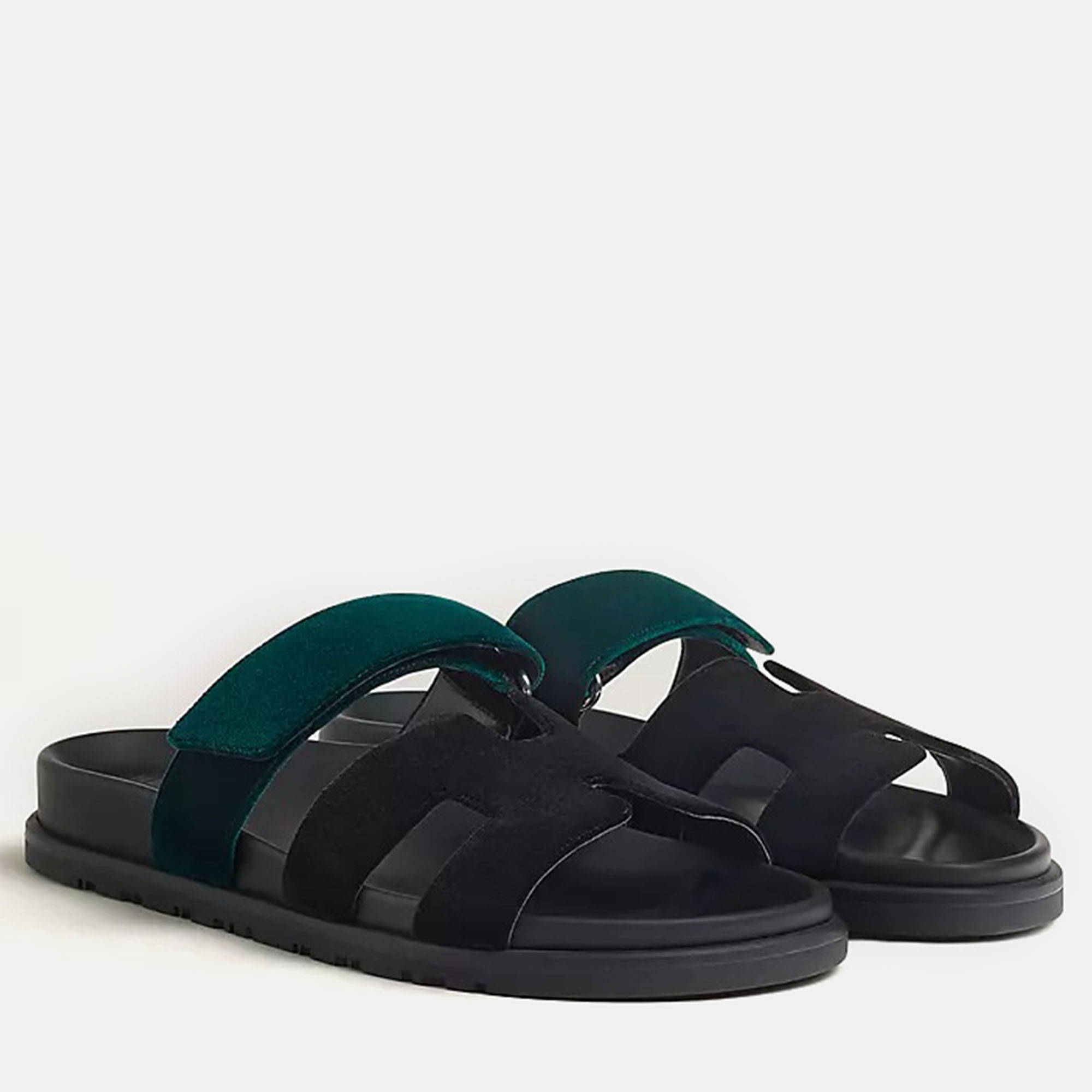 Hermes Noir-Vert Mousse Rubber Chypre  Sandal